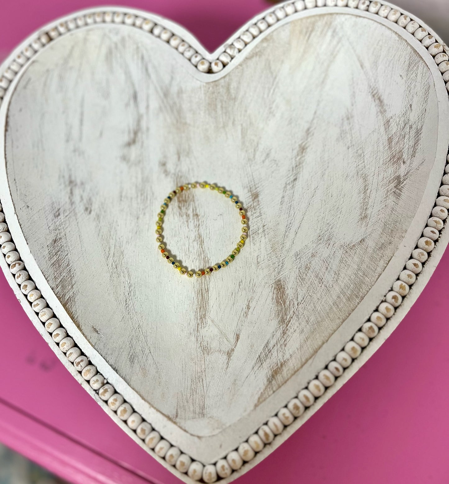 Multi Colored Bead Bracelet- Gold