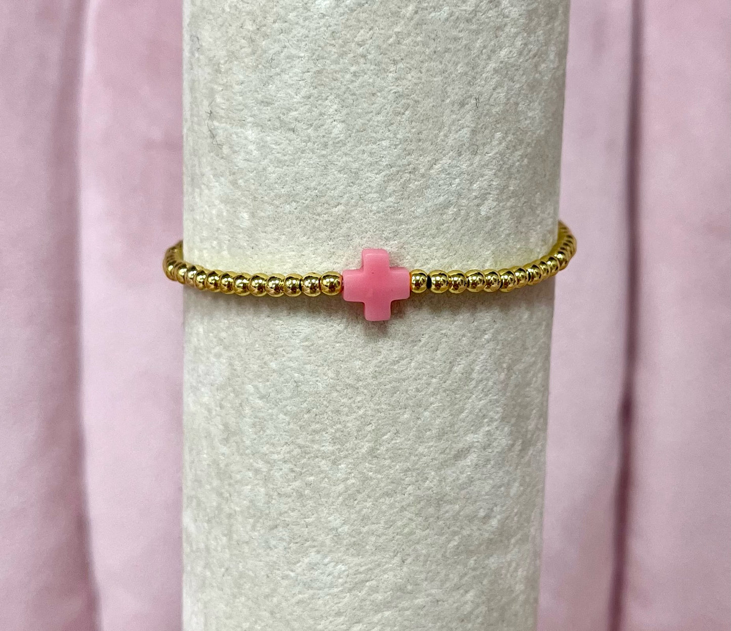 Colored Cross Bracelet- Gold