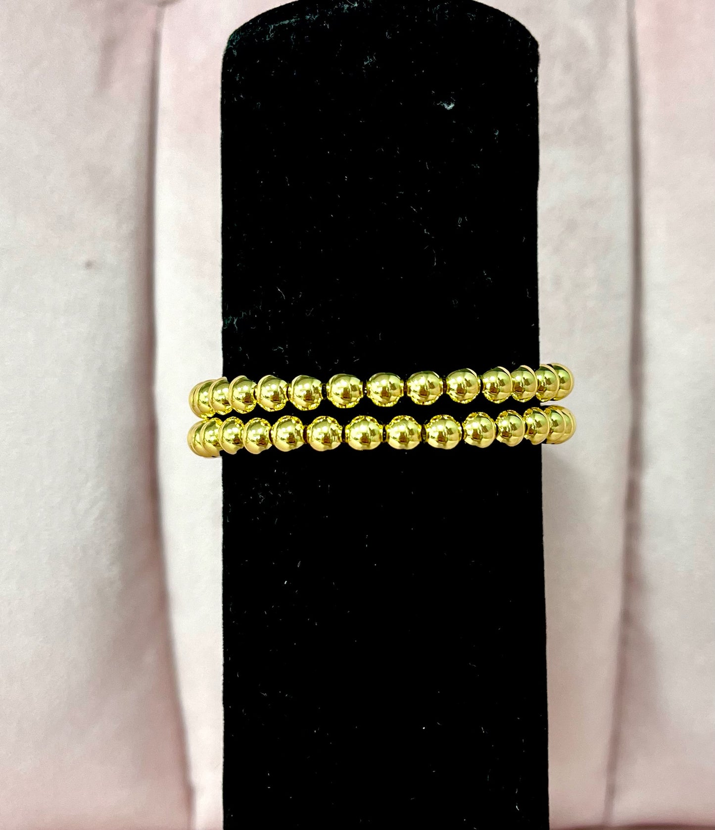 Medium Size Bead Bracelet Gold- Set of 2