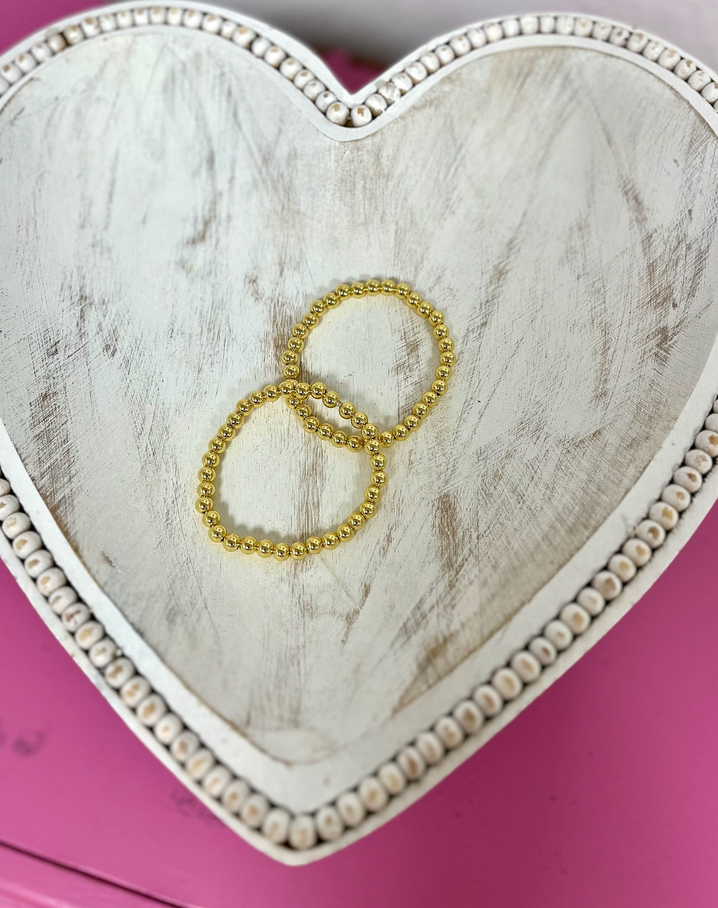 Medium Size Bead Bracelet Gold- Set of 2