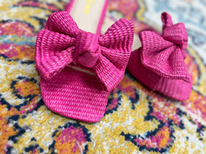 Pink Raffia Bow Sandal