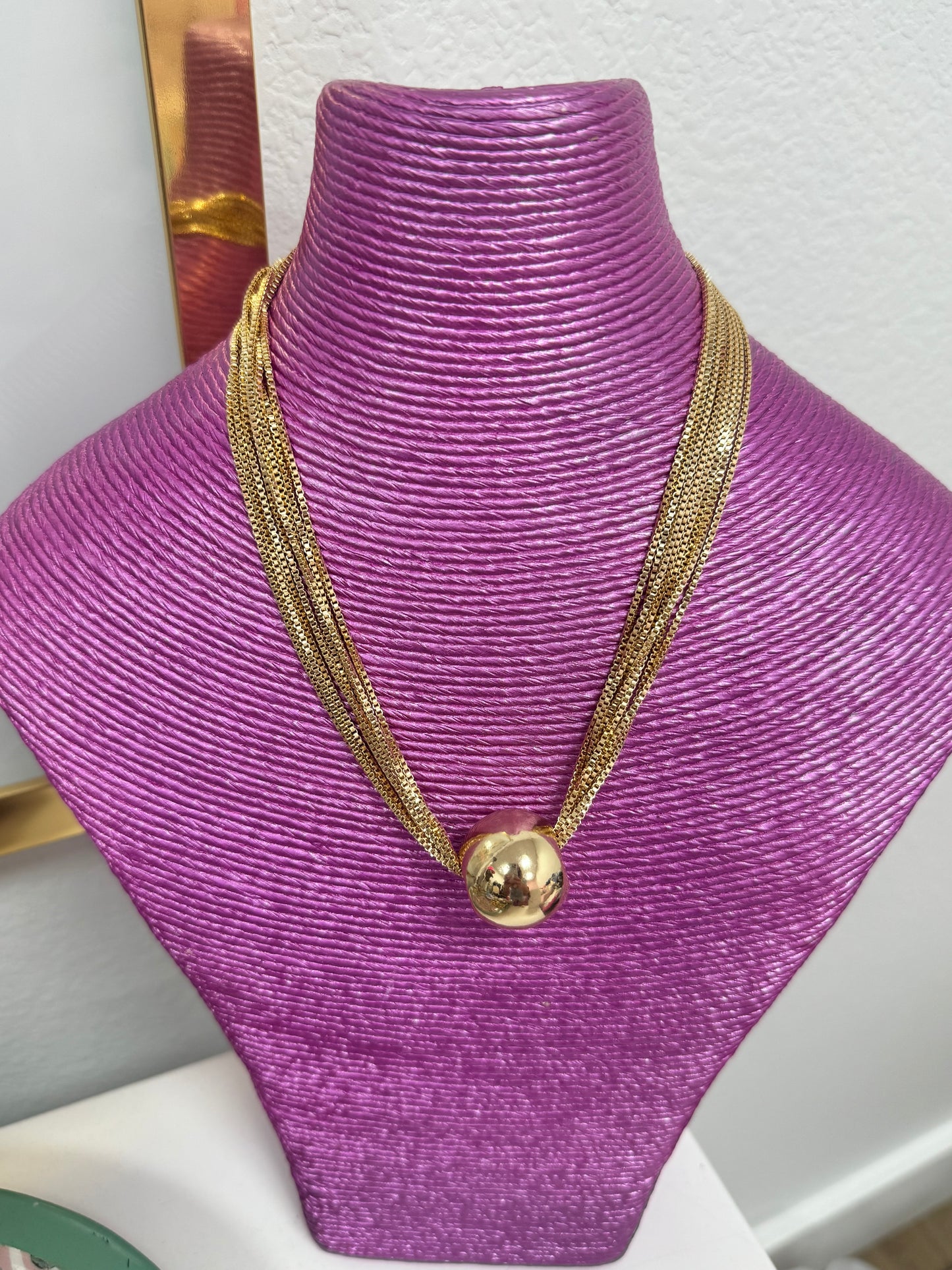 Gold Ball Multi Strand Necklace FS