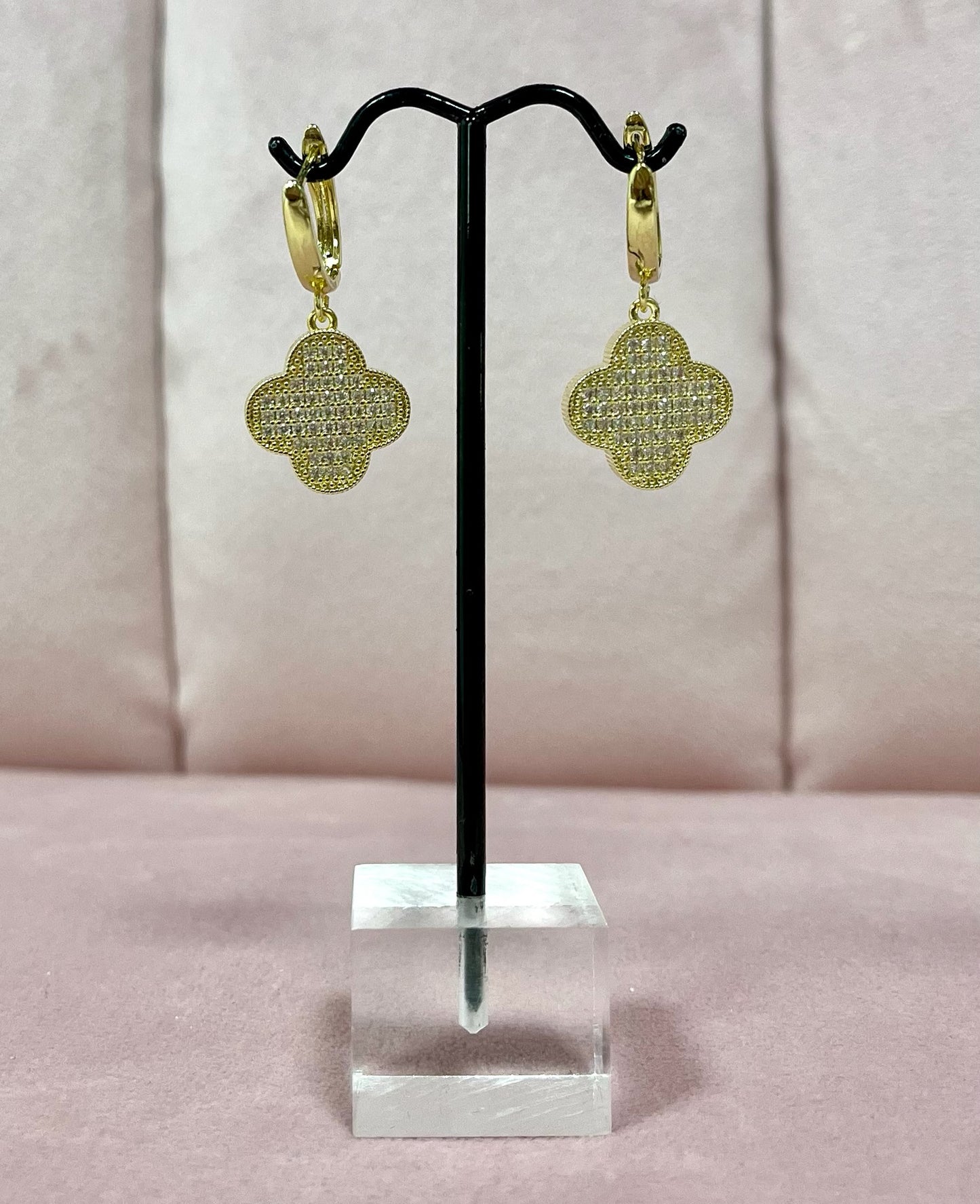 Crystal Dangle Clover Earring
