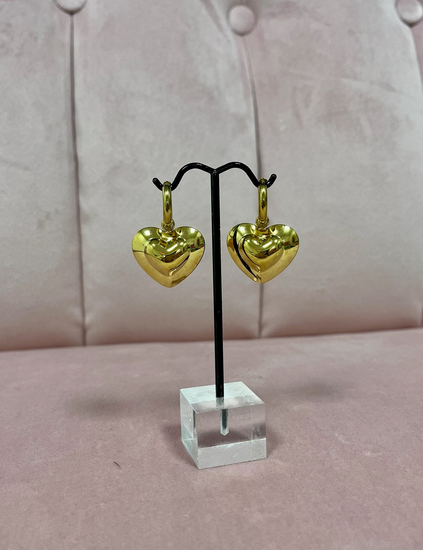 Stainless Steel Drop Down Heart Earring
