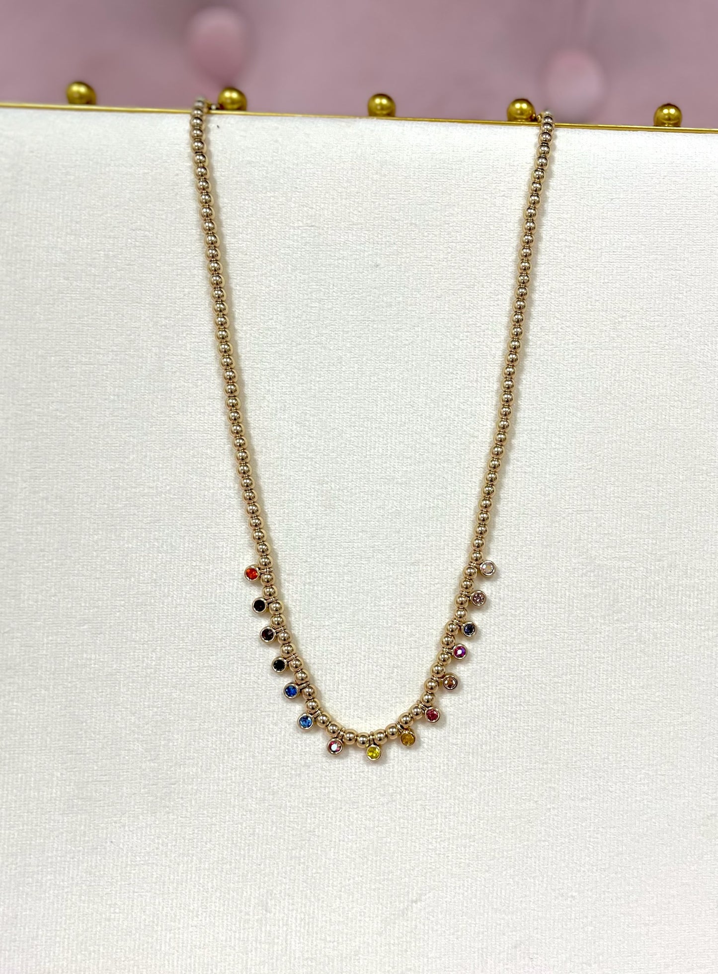 Multi Colored Bead Dangle Necklace