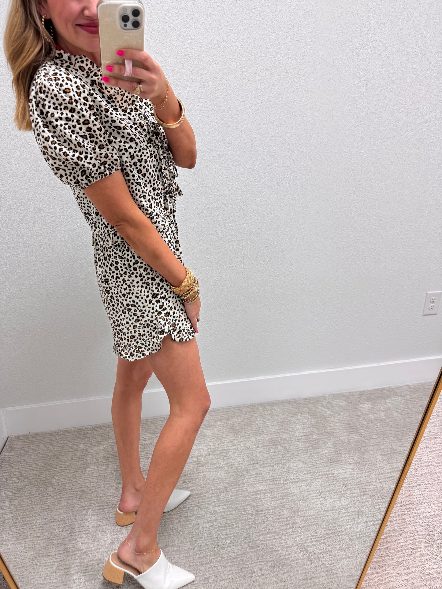 Cream Mix Animal Print Short Set