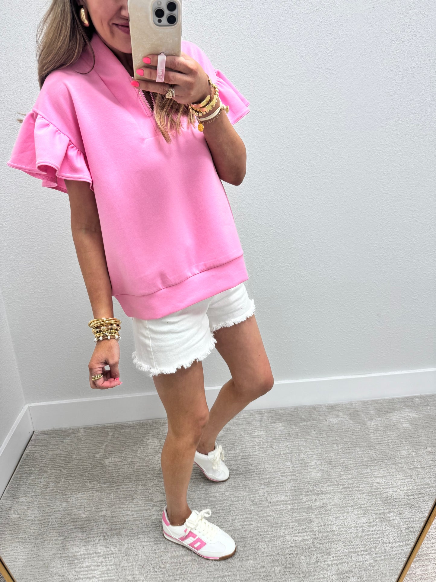 Risen White High Rise Tummy Control Denim Shorts