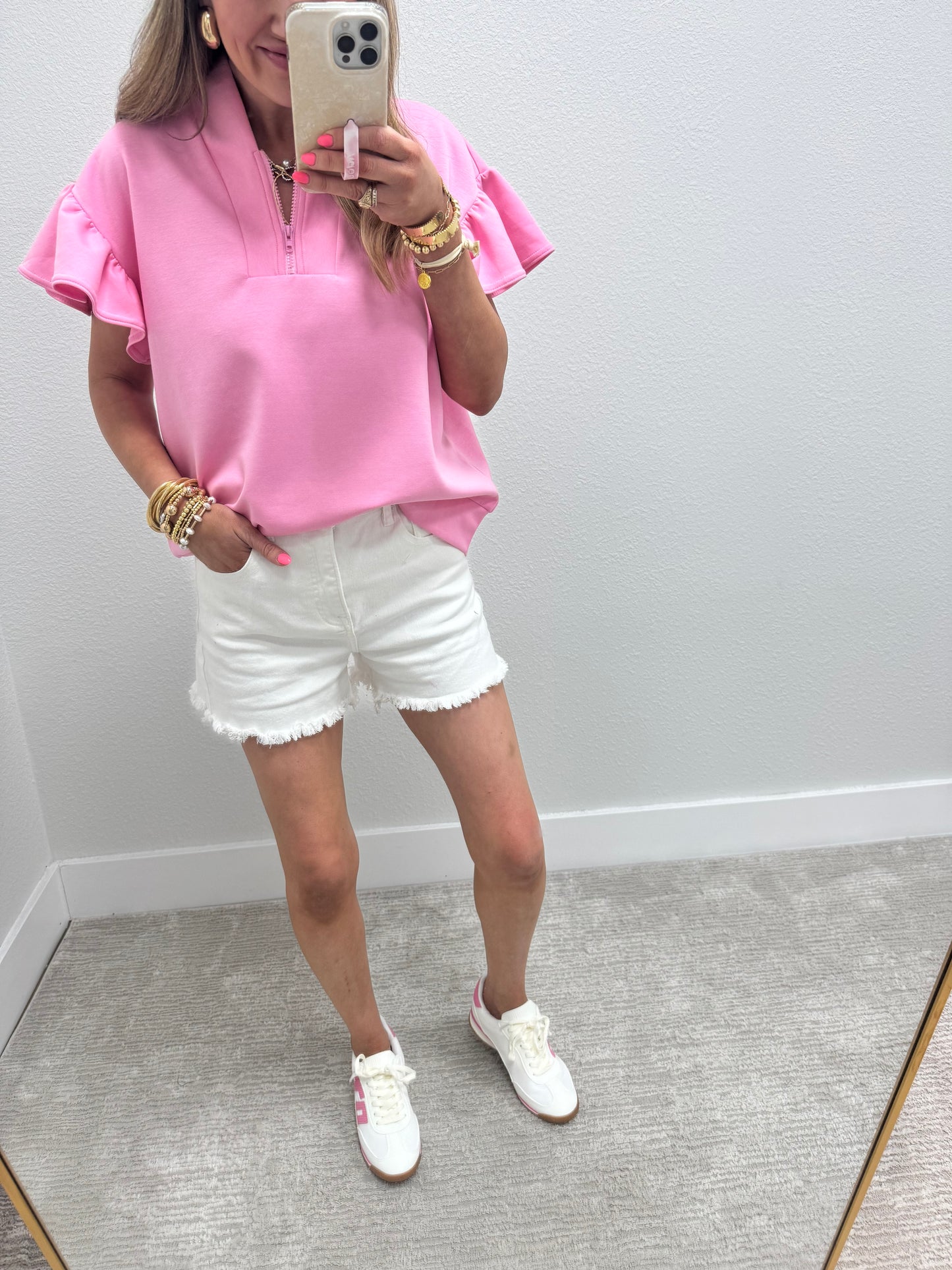 Risen White High Rise Tummy Control Denim Shorts