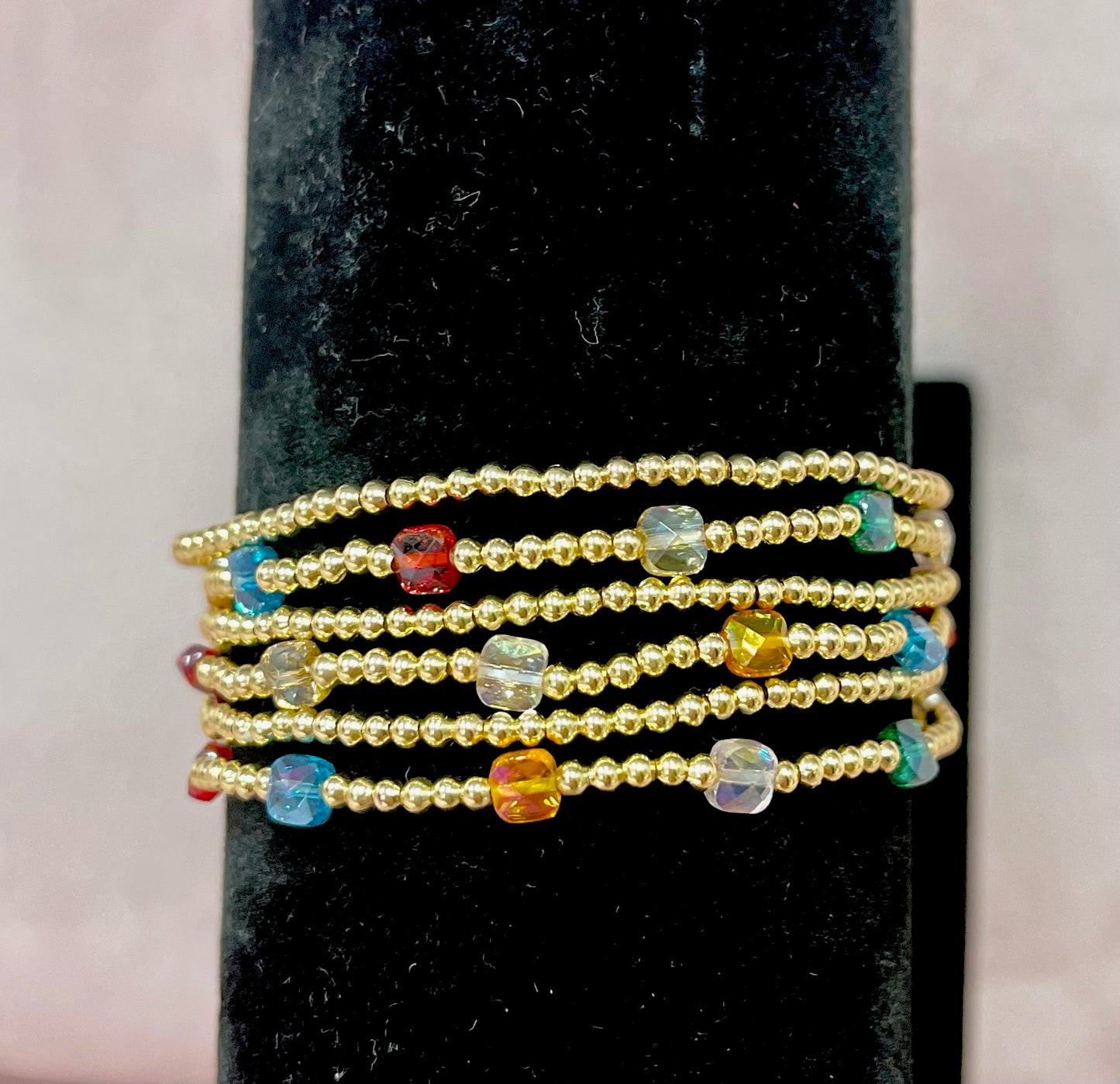 Set of 6 Gold and Colored Bracelets