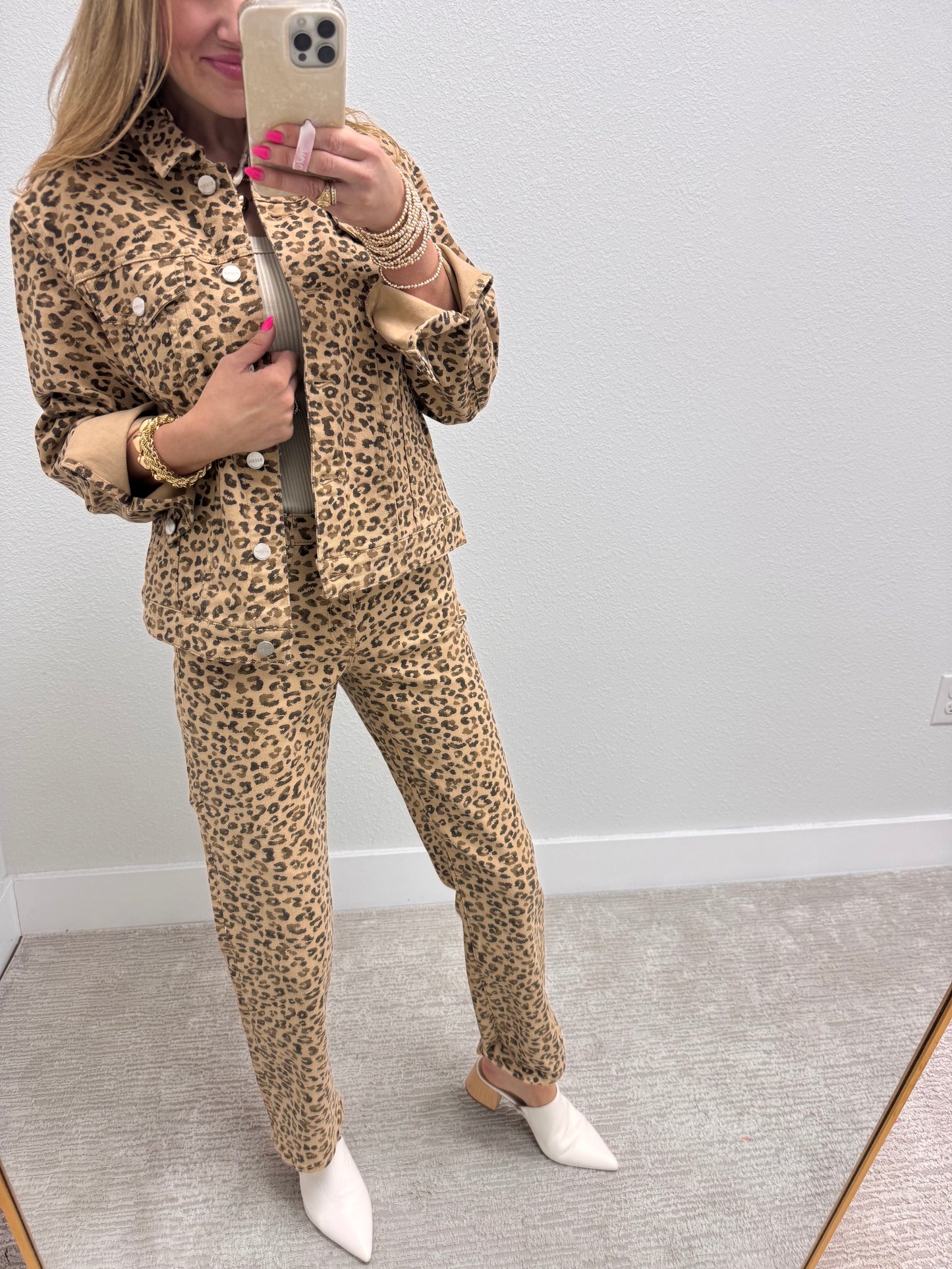Risen Leopard Oversized Denim Jacket