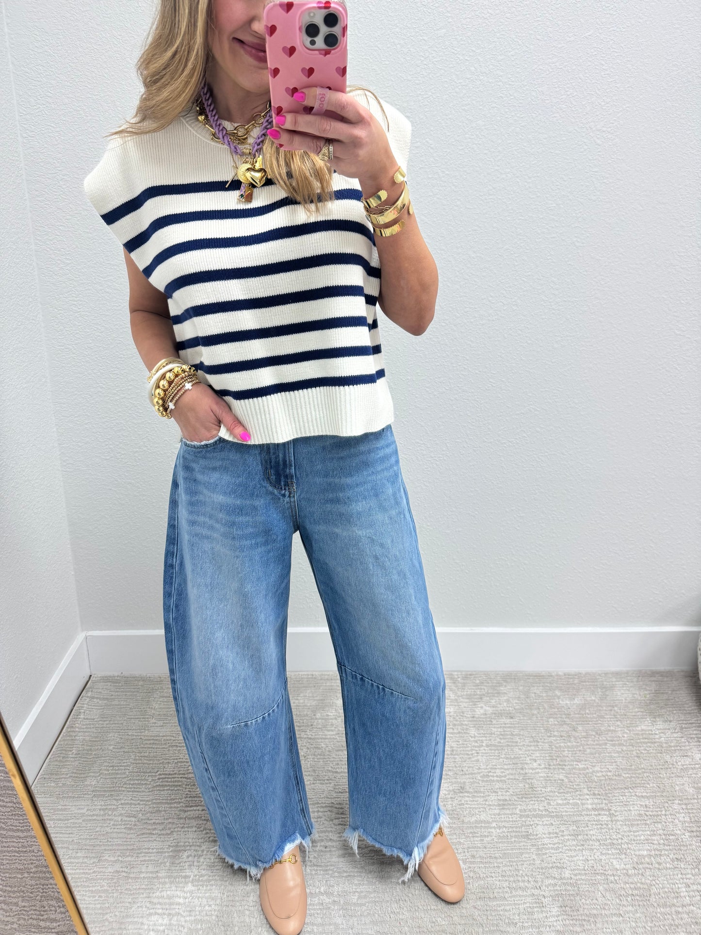 High Rise Drop Barrel Jeans