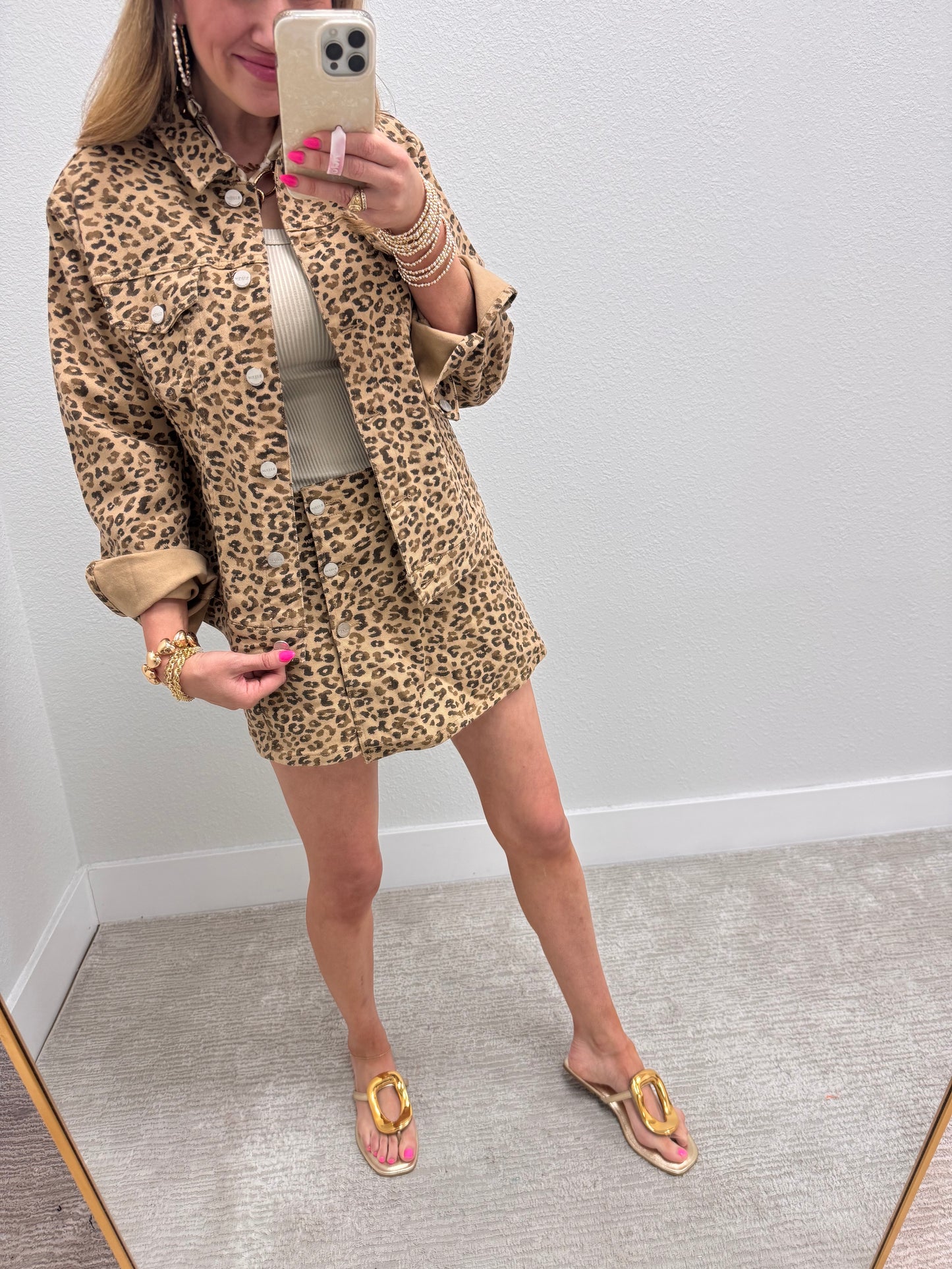 Risen Leopard Oversized Denim Jacket