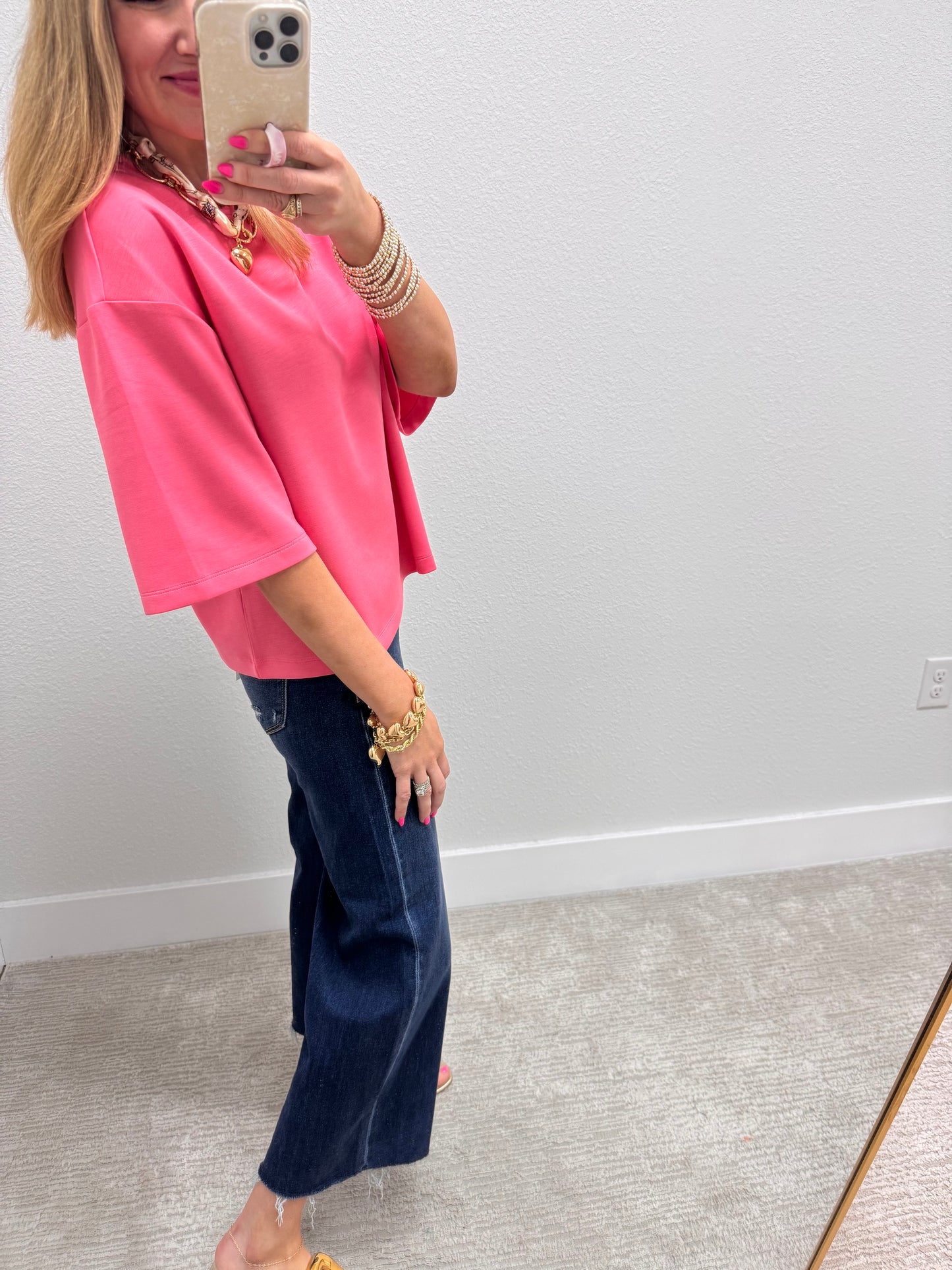 Taffy Pink Scuba Short Sleeve Top