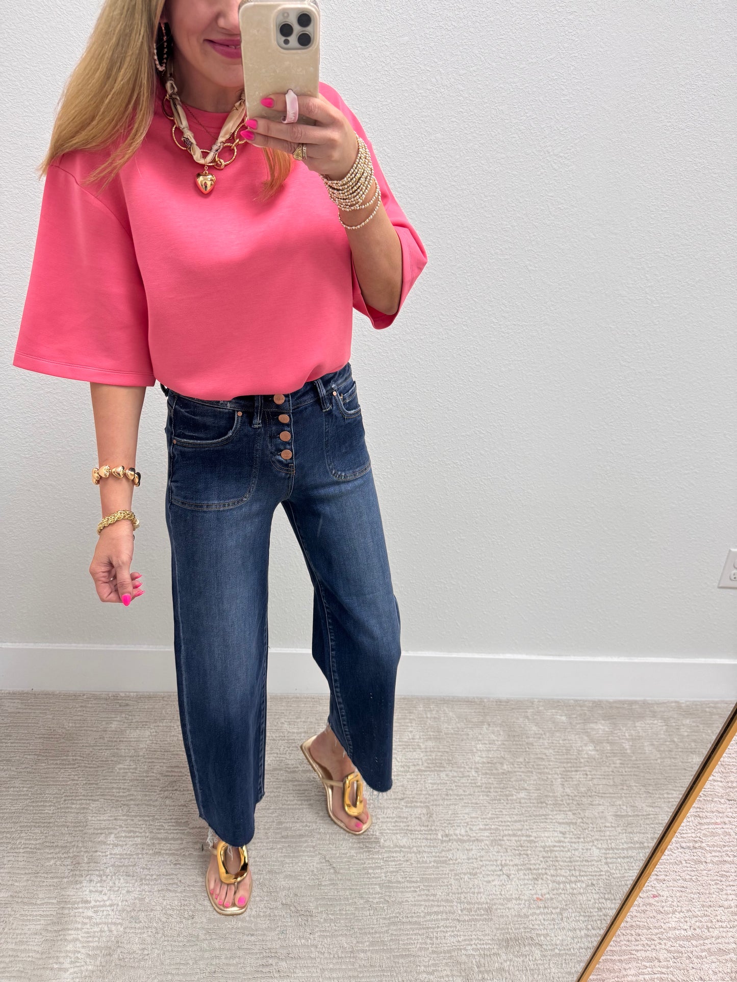 Taffy Pink Scuba Short Sleeve Top