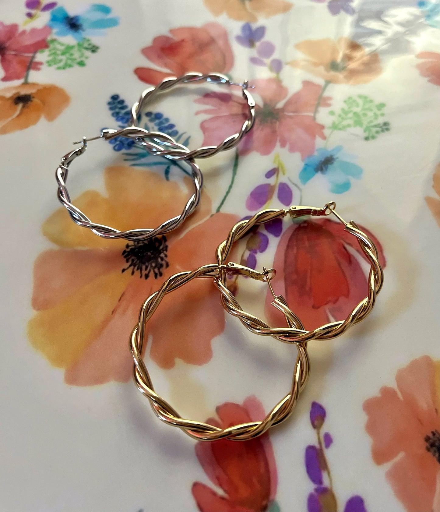 14K Dipped Twisted Hoop (silver and gold)