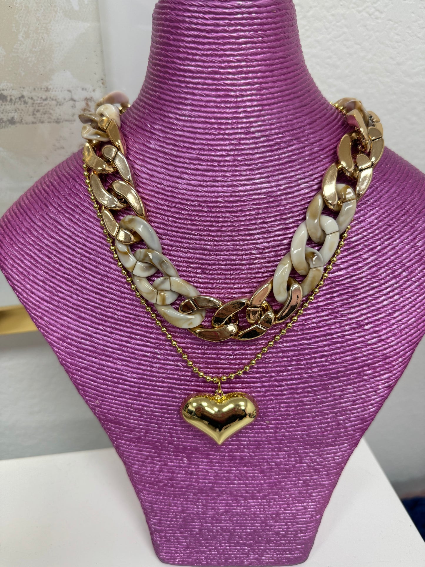 Ball Chain Heart Necklace