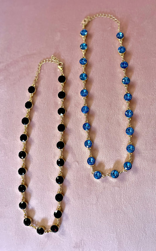 Crystal Necklace (Black & Blue)