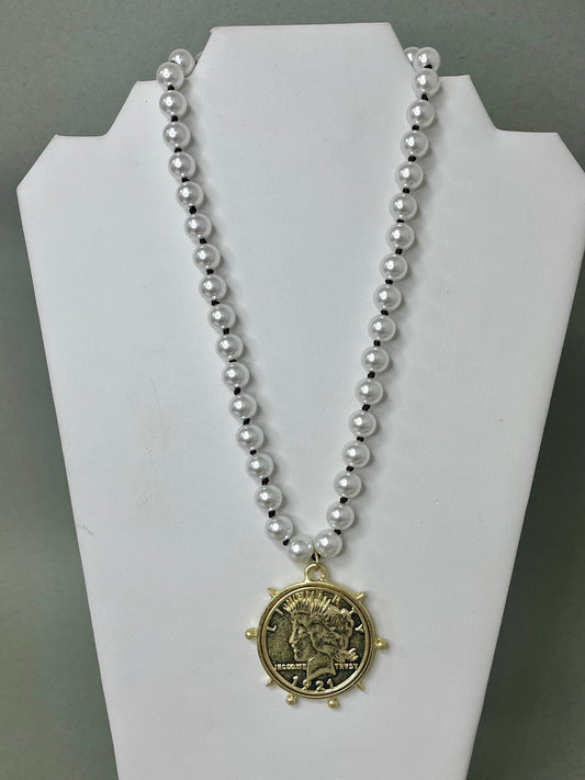 Large Pearl Coin Necklace
