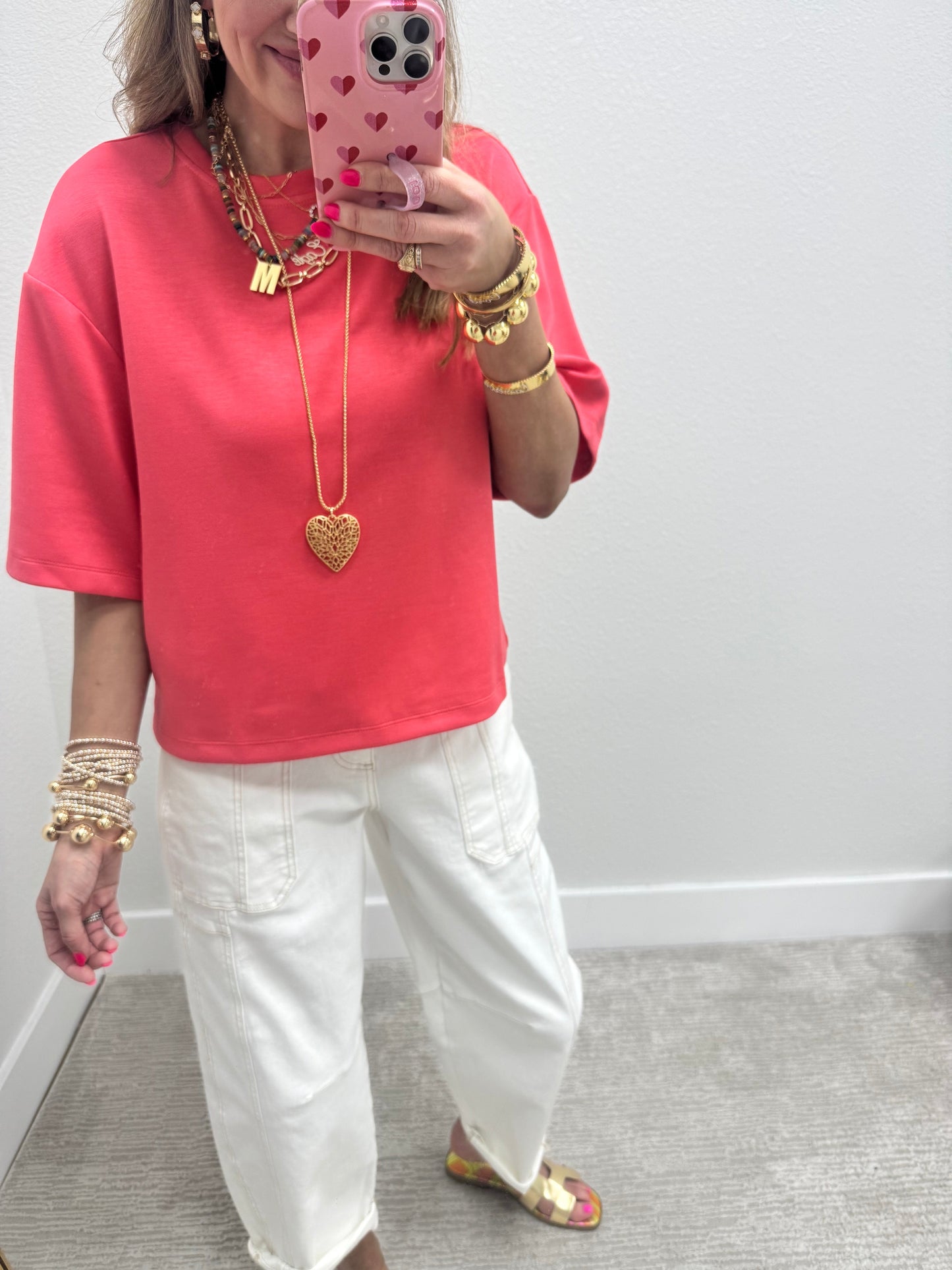 Taffy Pink Scuba Short Sleeve Top