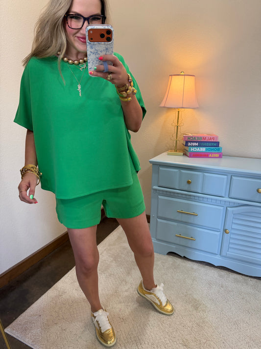 Green Ribbed Two Piece Set