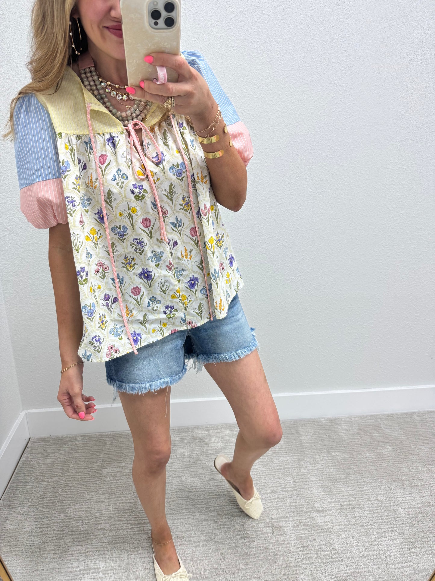 Multi Pastel Print Floral Top