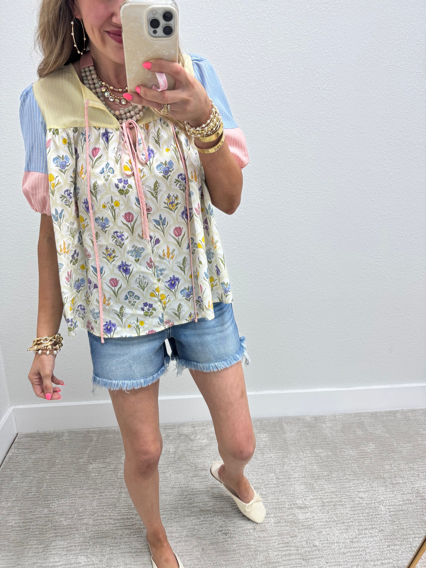 Multi Pastel Print Floral Top