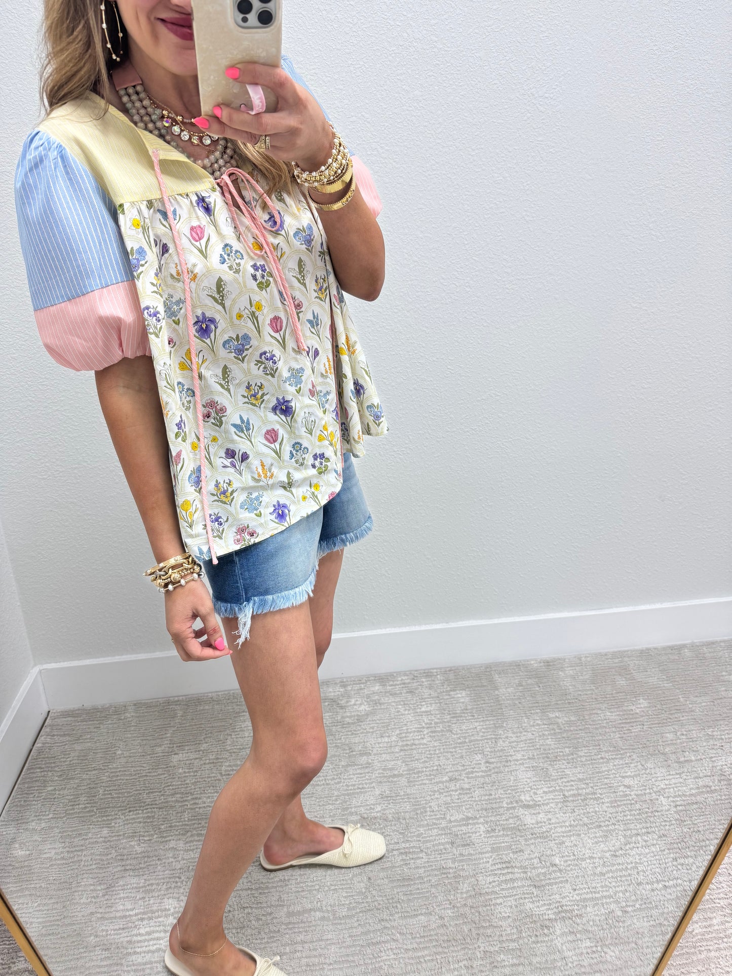Multi Pastel Print Floral Top