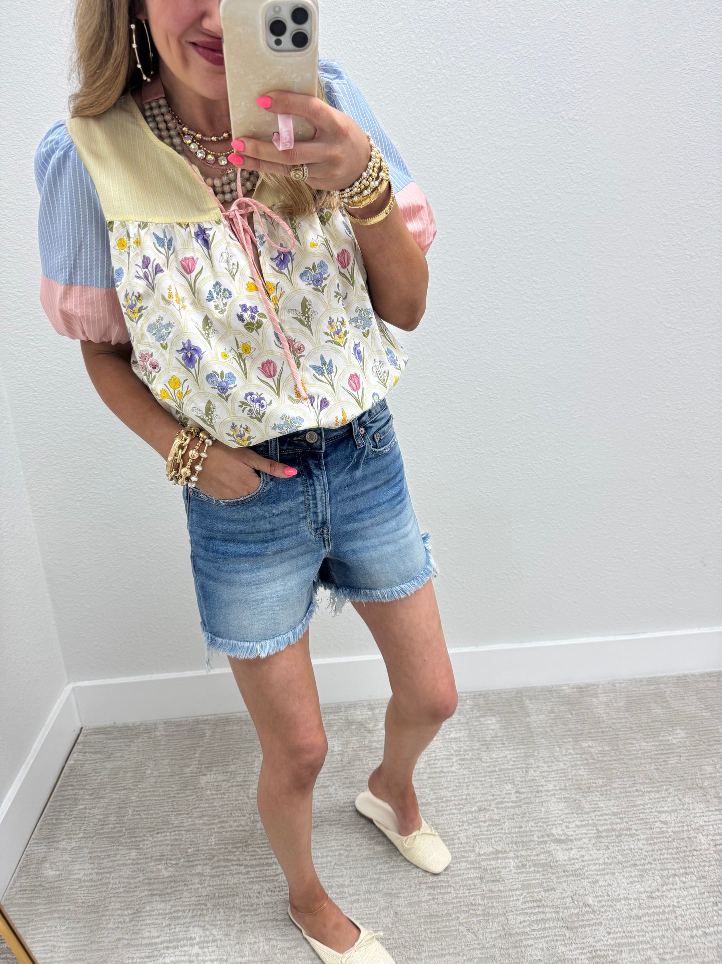 Multi Pastel Print Floral Top