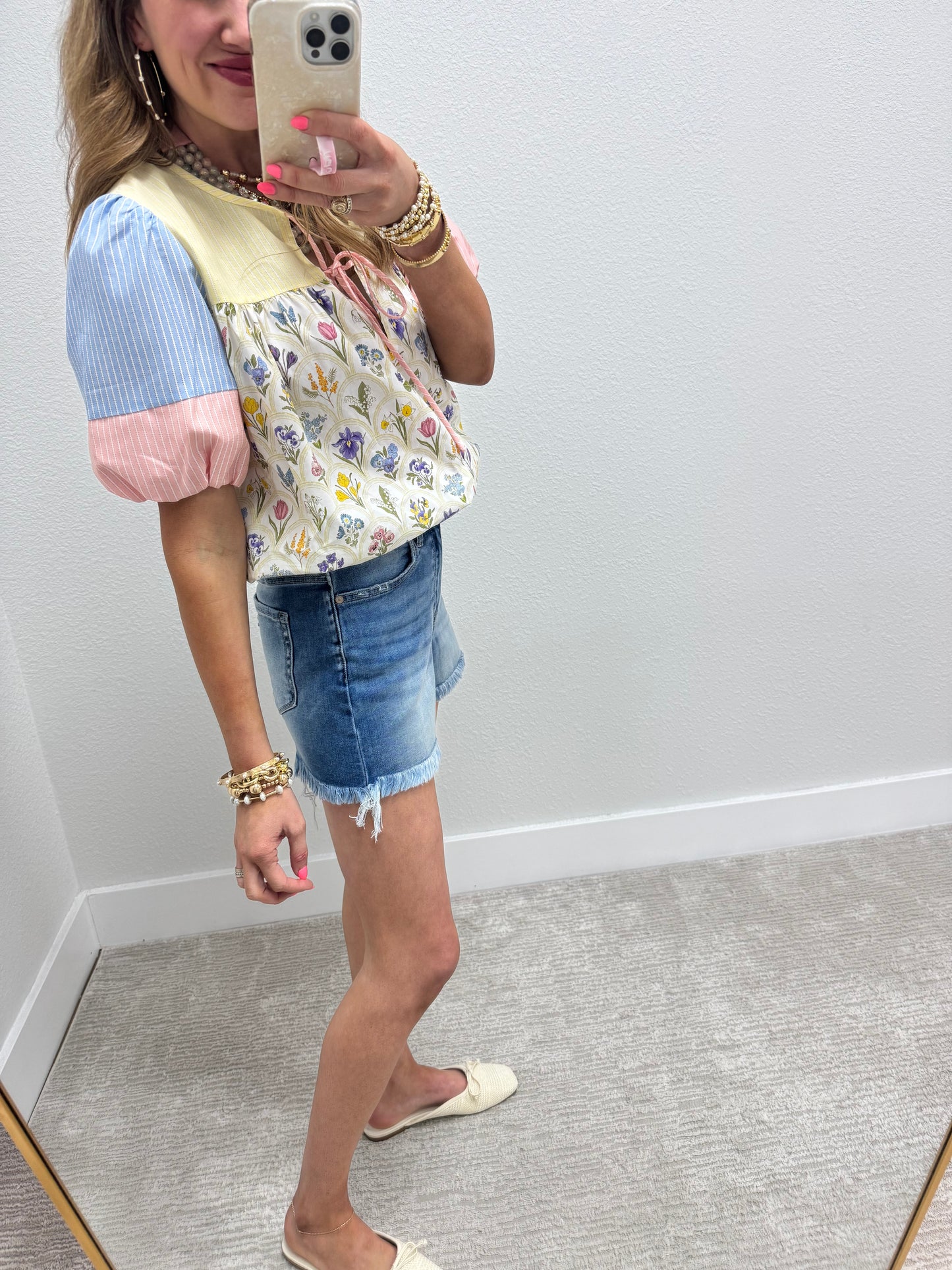 Multi Pastel Print Floral Top