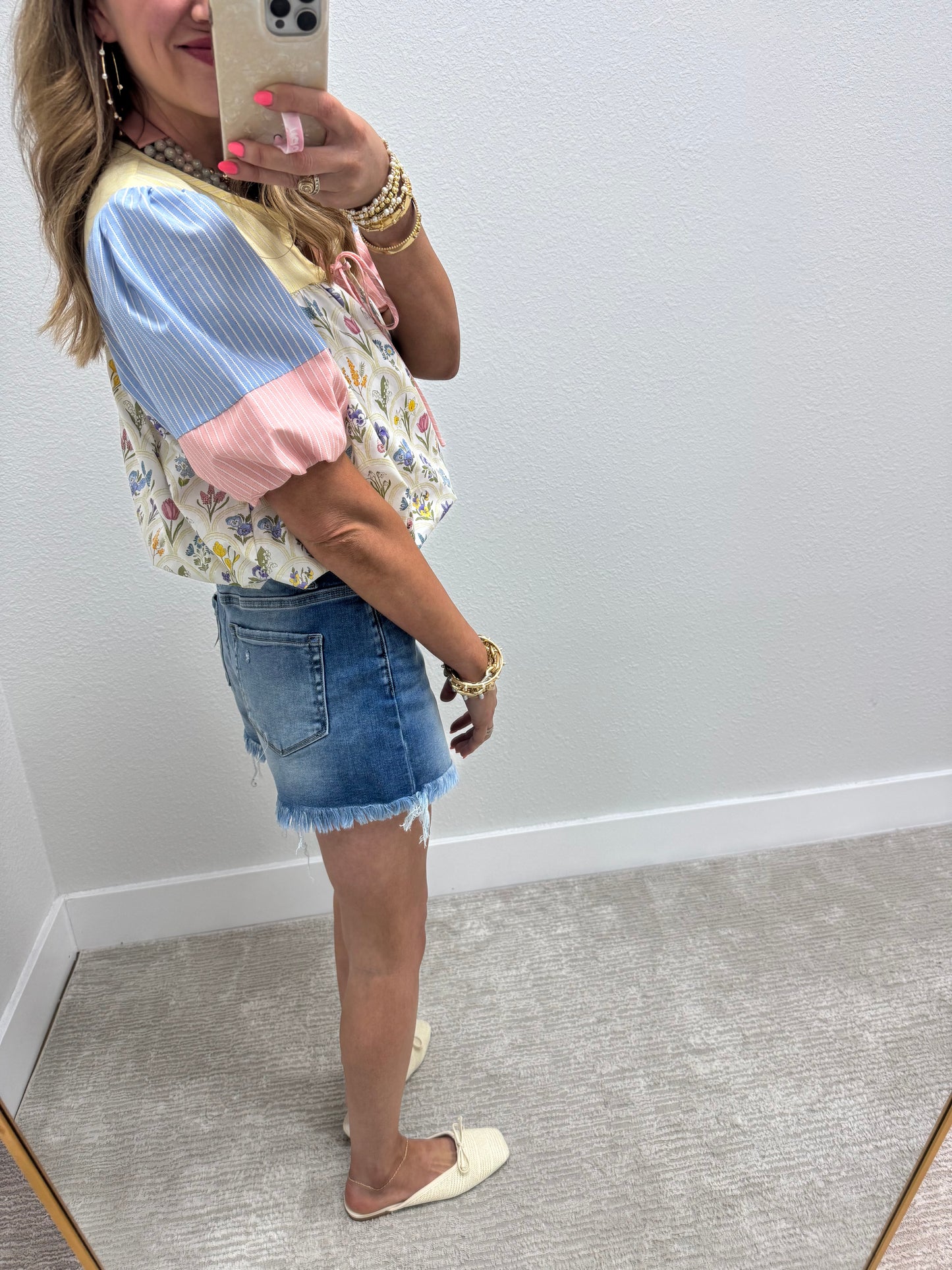 Multi Pastel Print Floral Top
