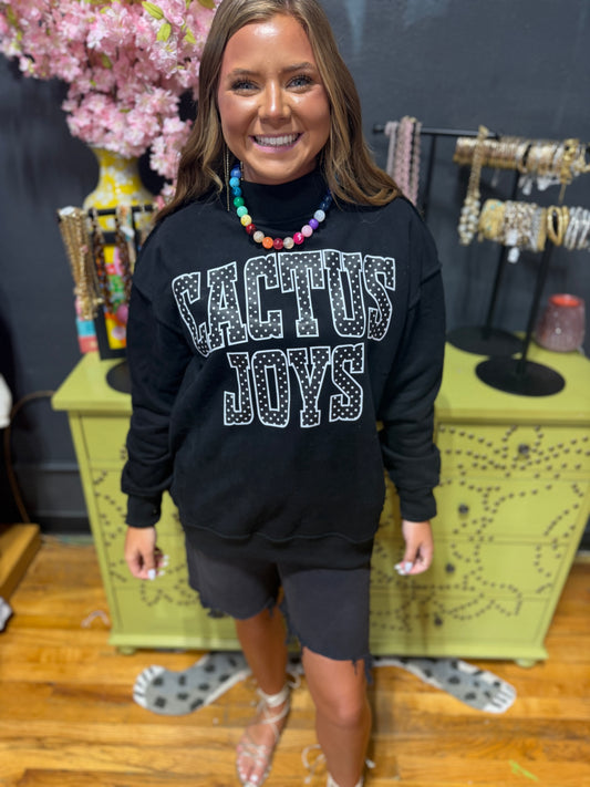 Black Polka Dot Cactus Joys Mock Neck