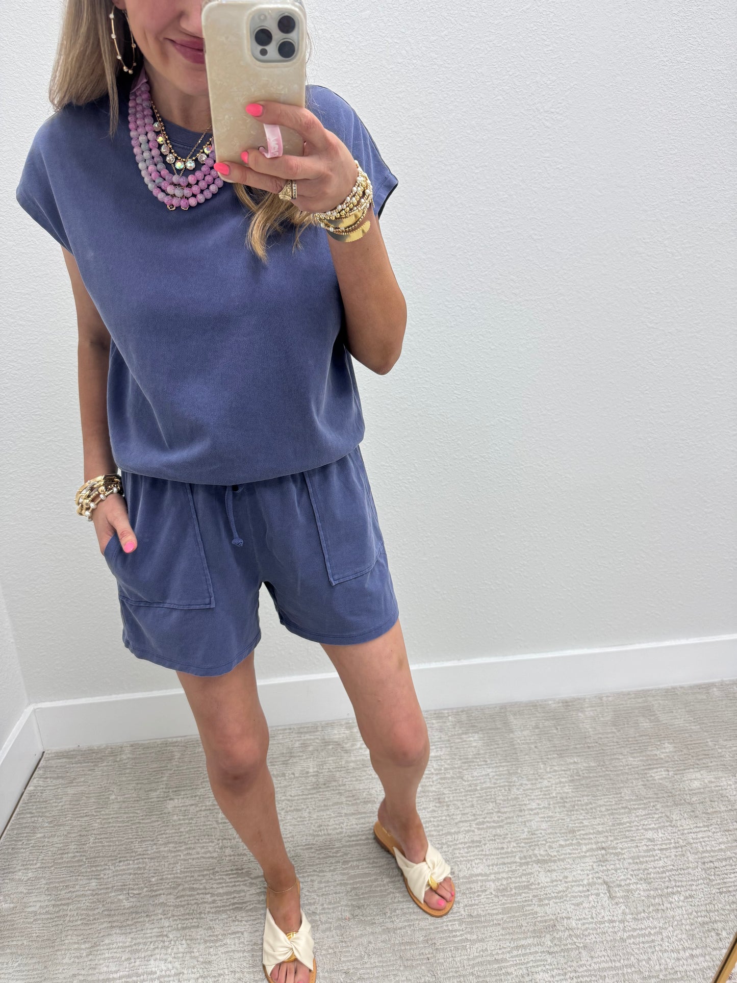 Navy Two Piece Short Set
