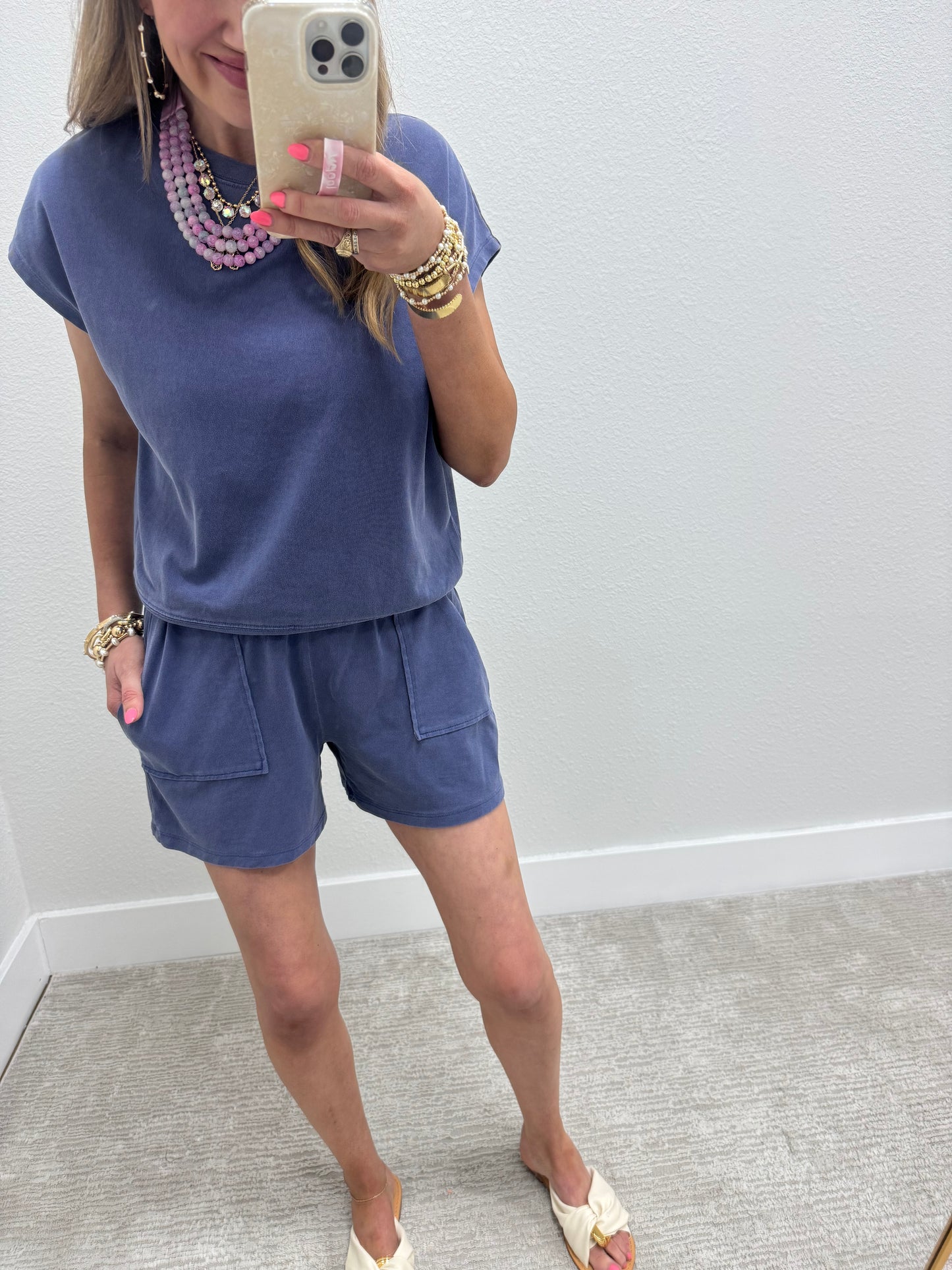 Navy Two Piece Short Set