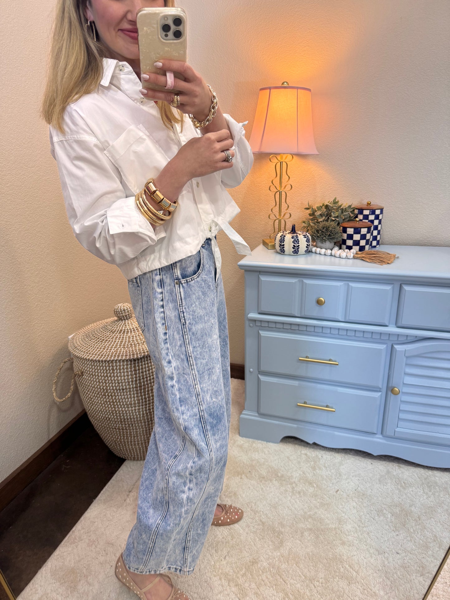 White Tie Front Blouse