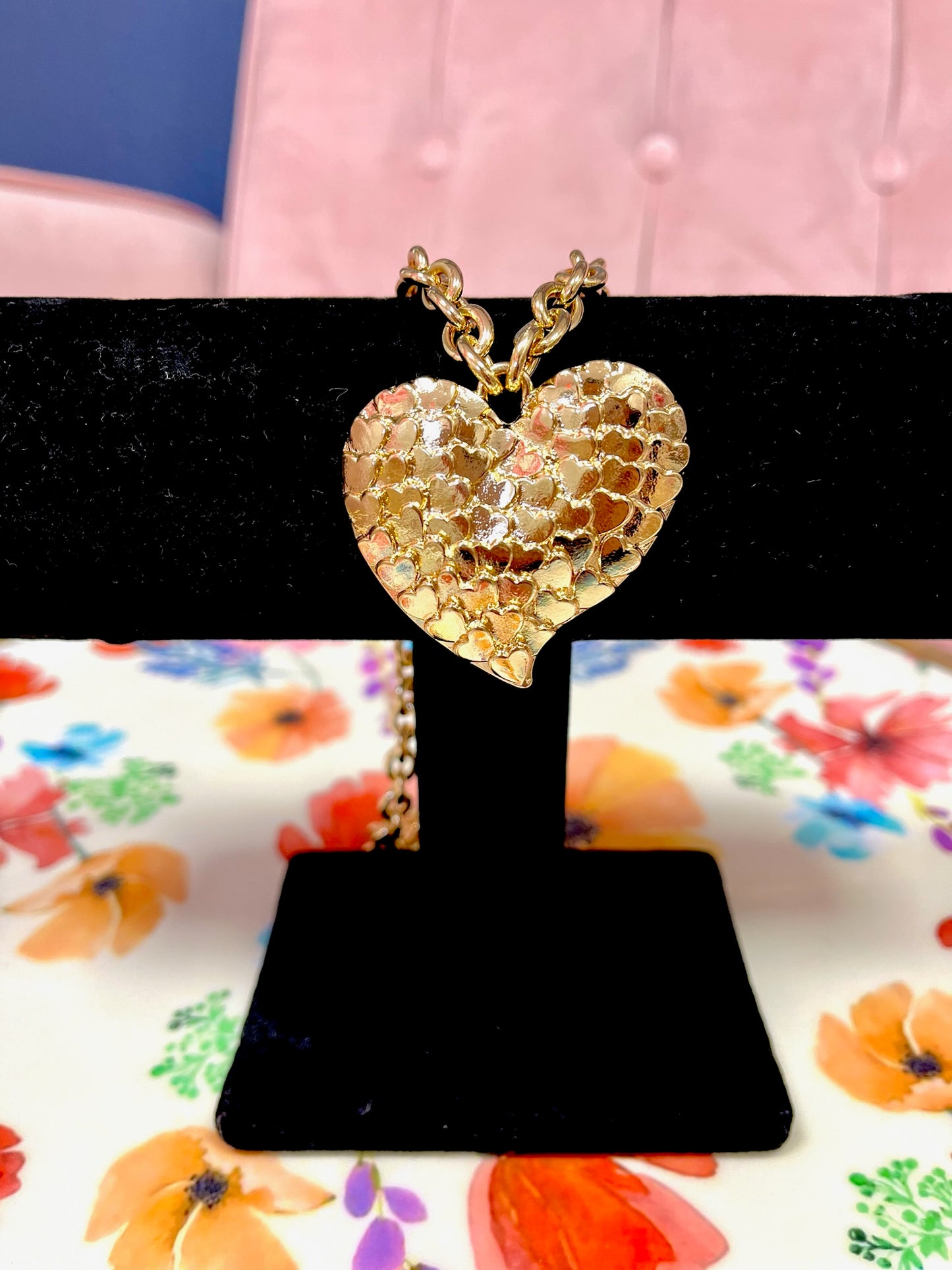 Gold Textured Heart Necklace