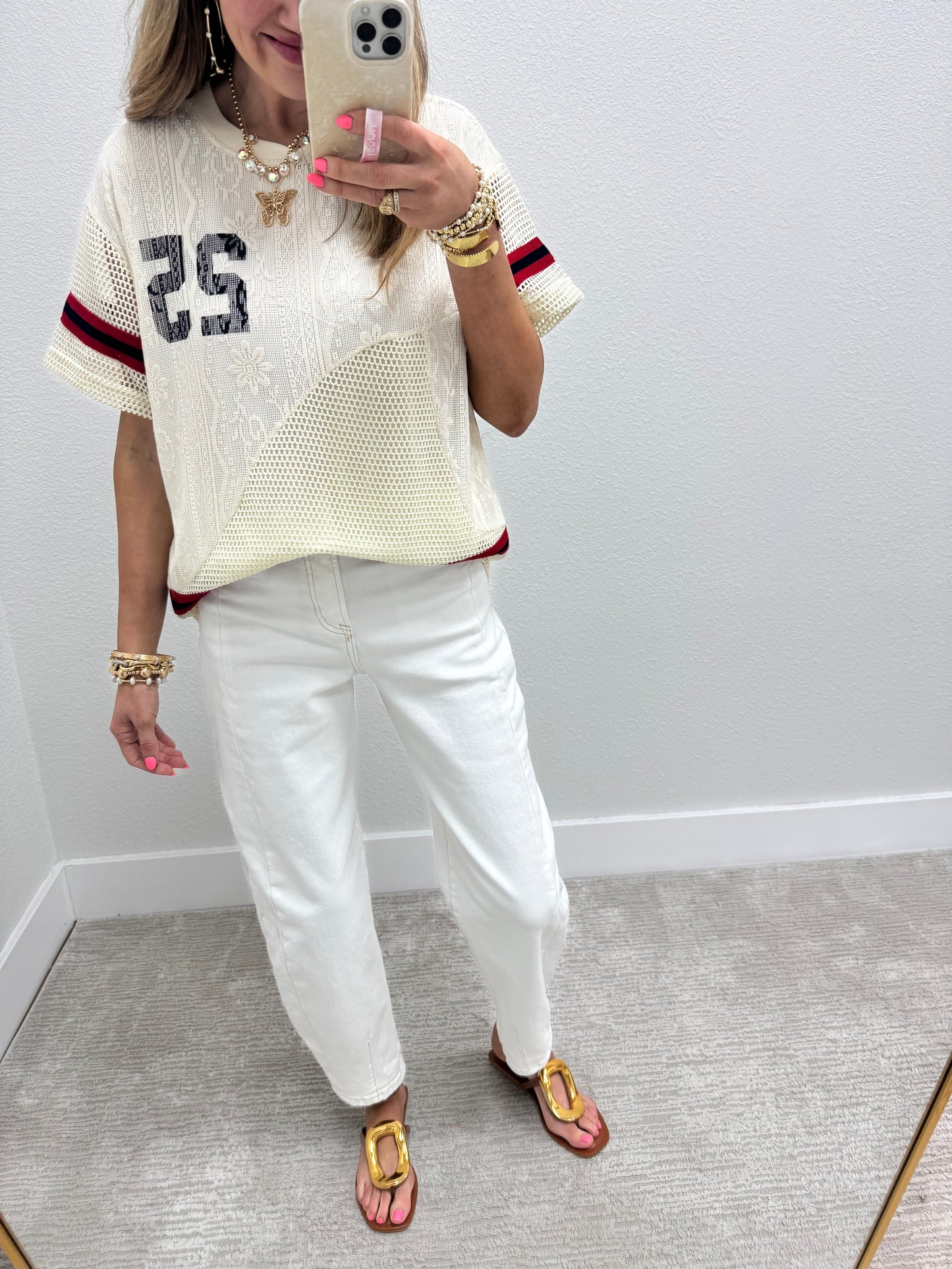 Risen Cream High Rise Barrel Jean
