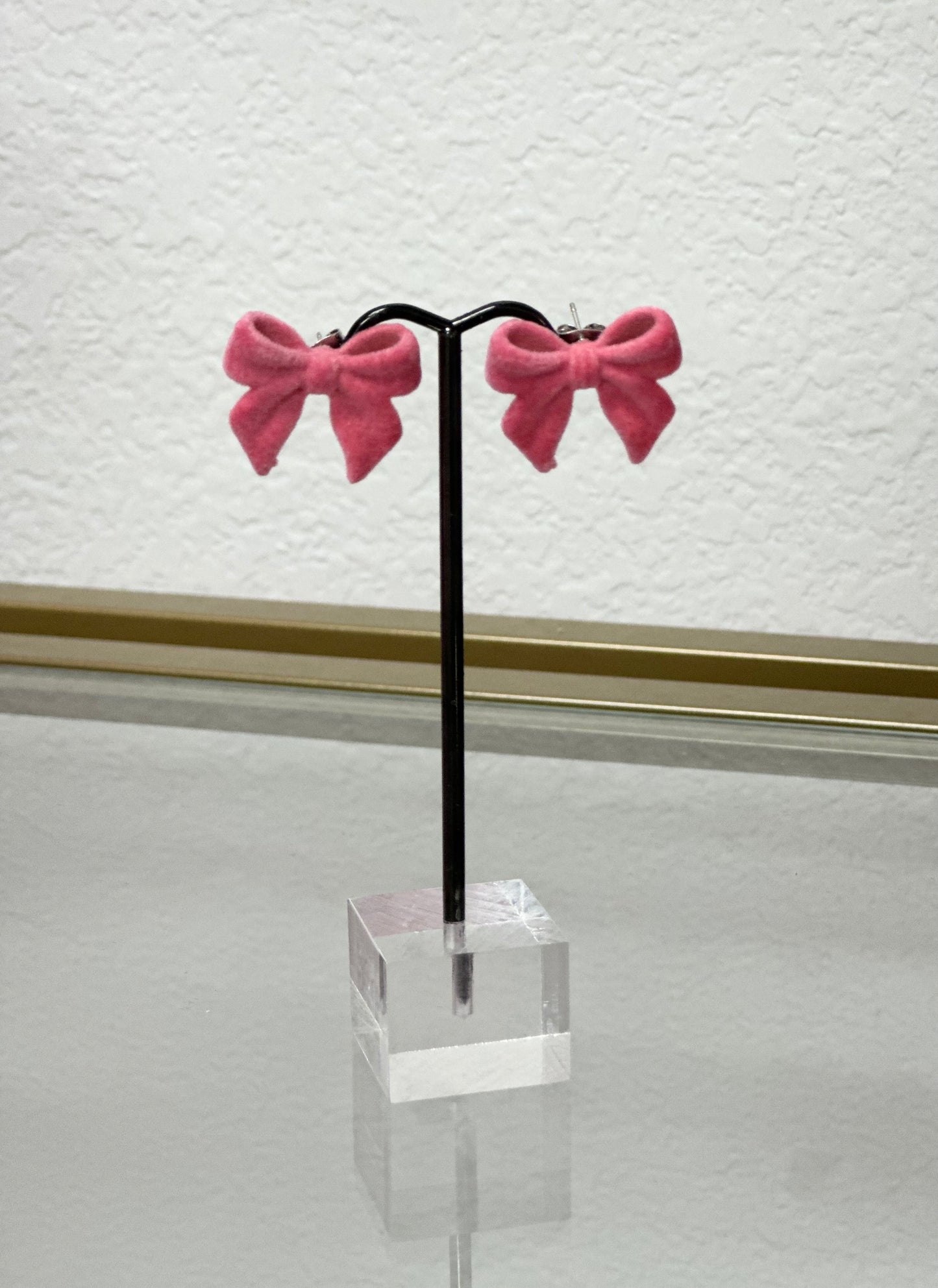 Pink Bow Stud Earrings FS