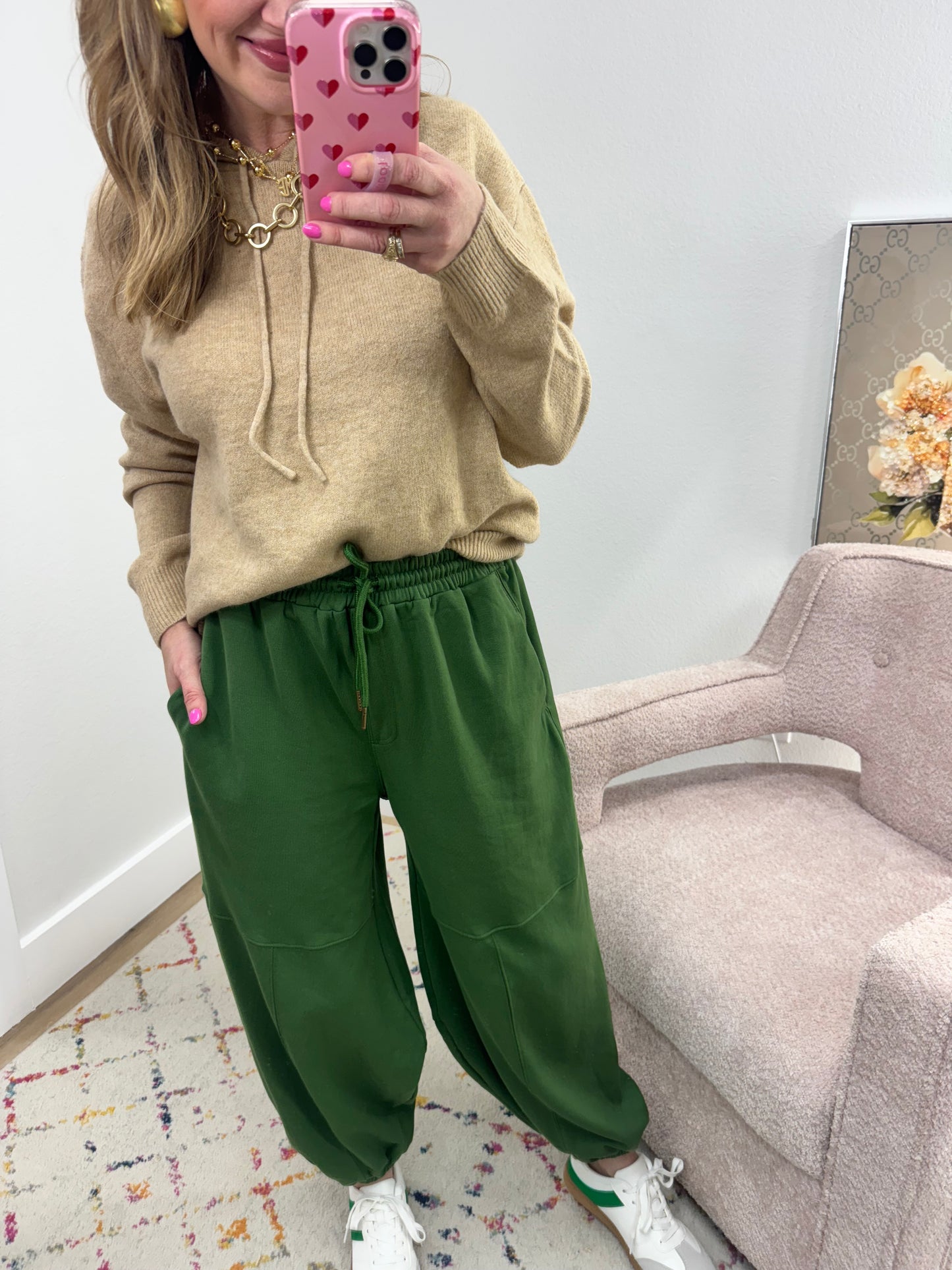 Green Balloon Style Jogger Pant FS