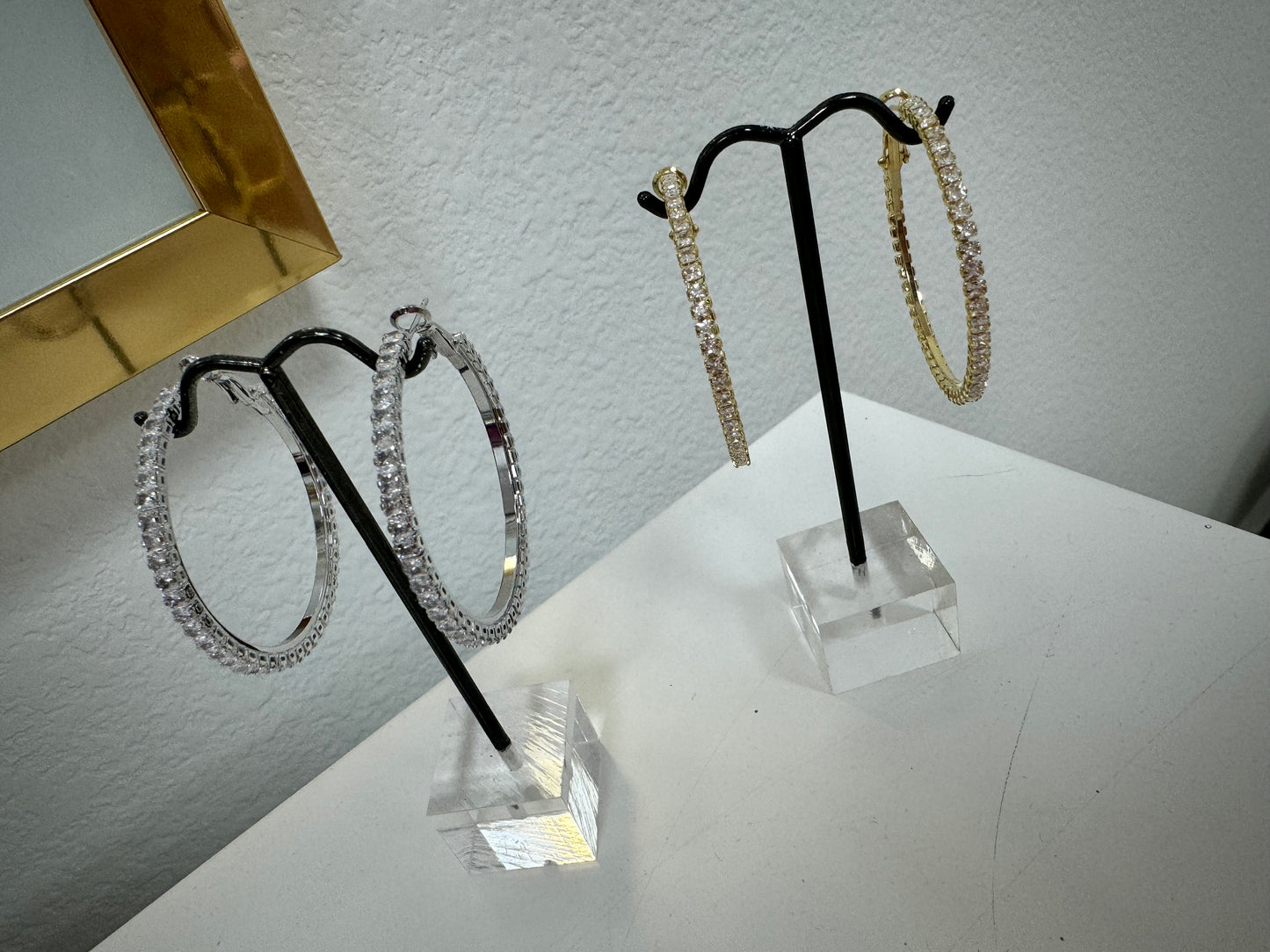 Diamond Style Hoops (Silver and Gold)