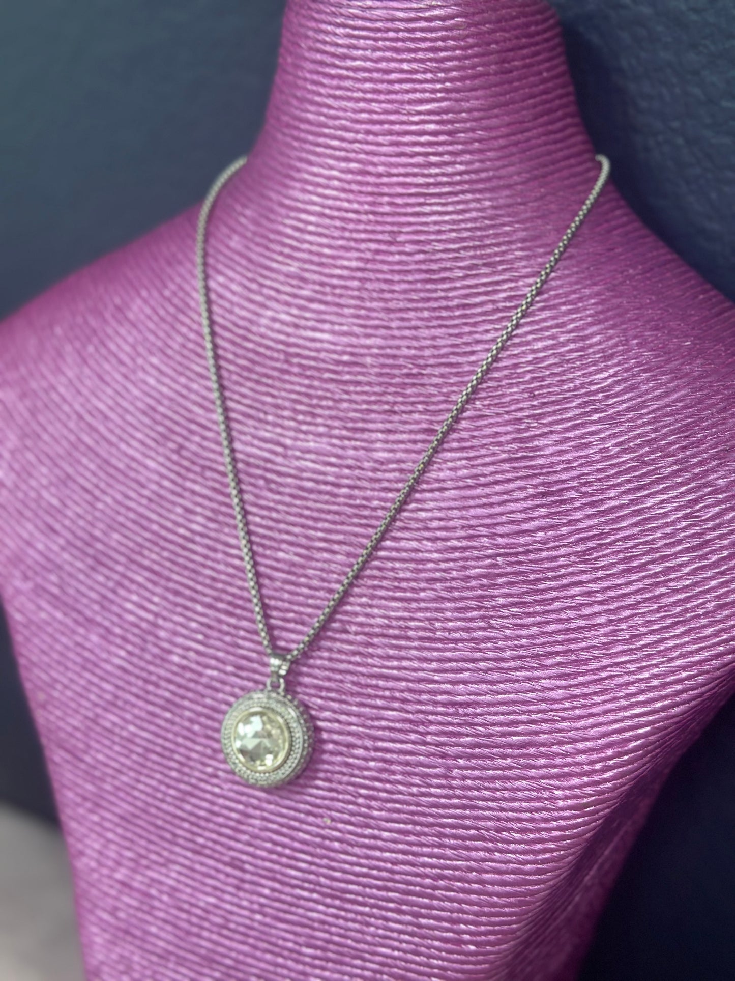 Silver Crystal Circle Pendant