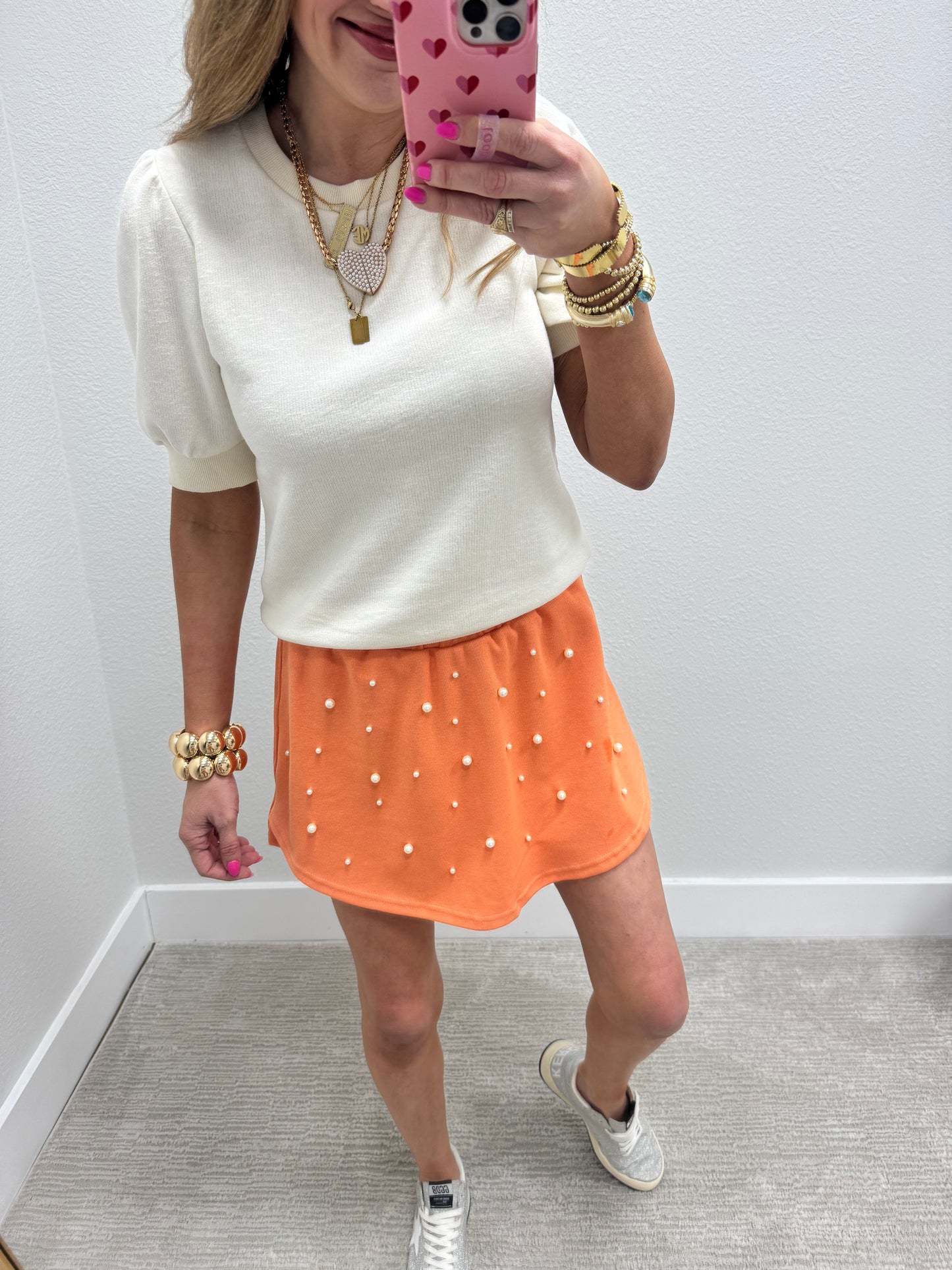 Orange Pearl Knit Skort