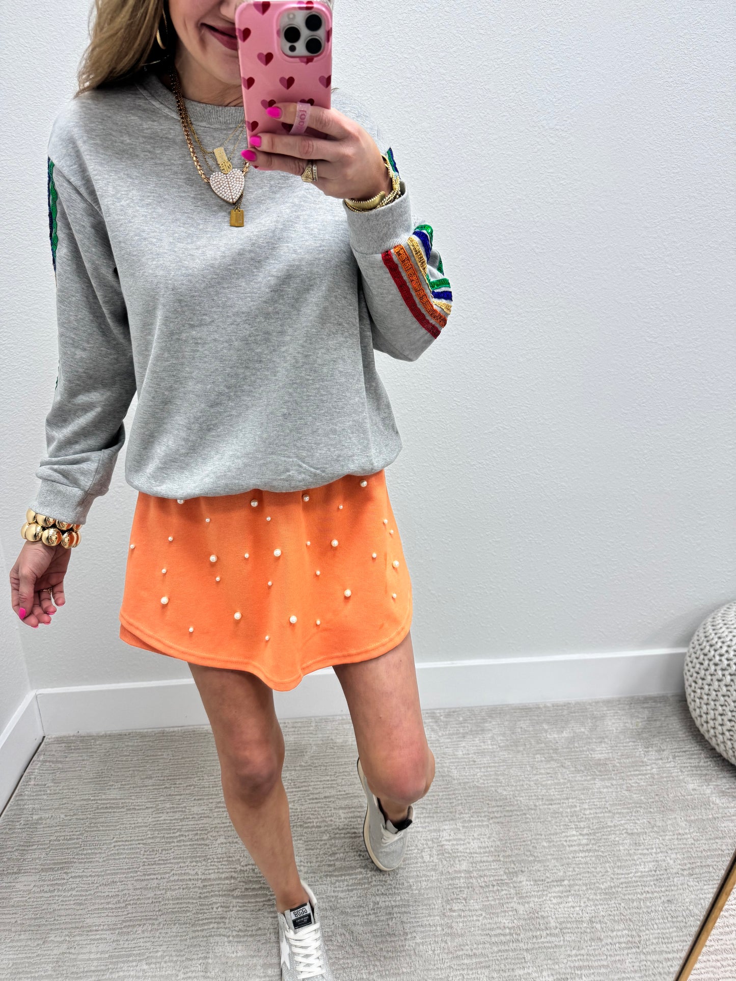 Orange Pearl Knit Skort
