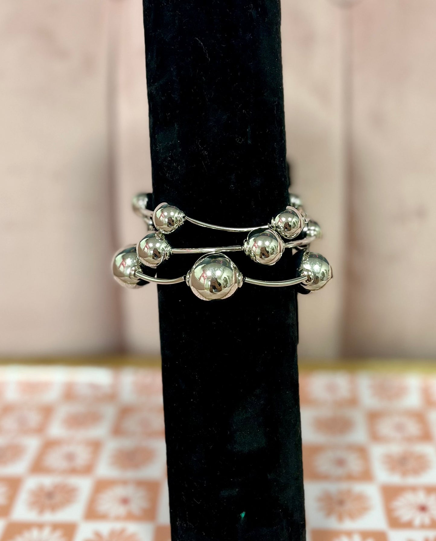 WR Set of 3 Bead and Ball Bracelet Set (silver and gold)