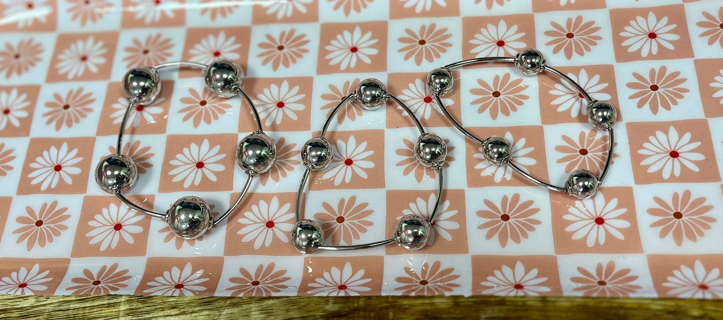 WR Set of 3 Bead and Ball Bracelet Set (silver and gold)