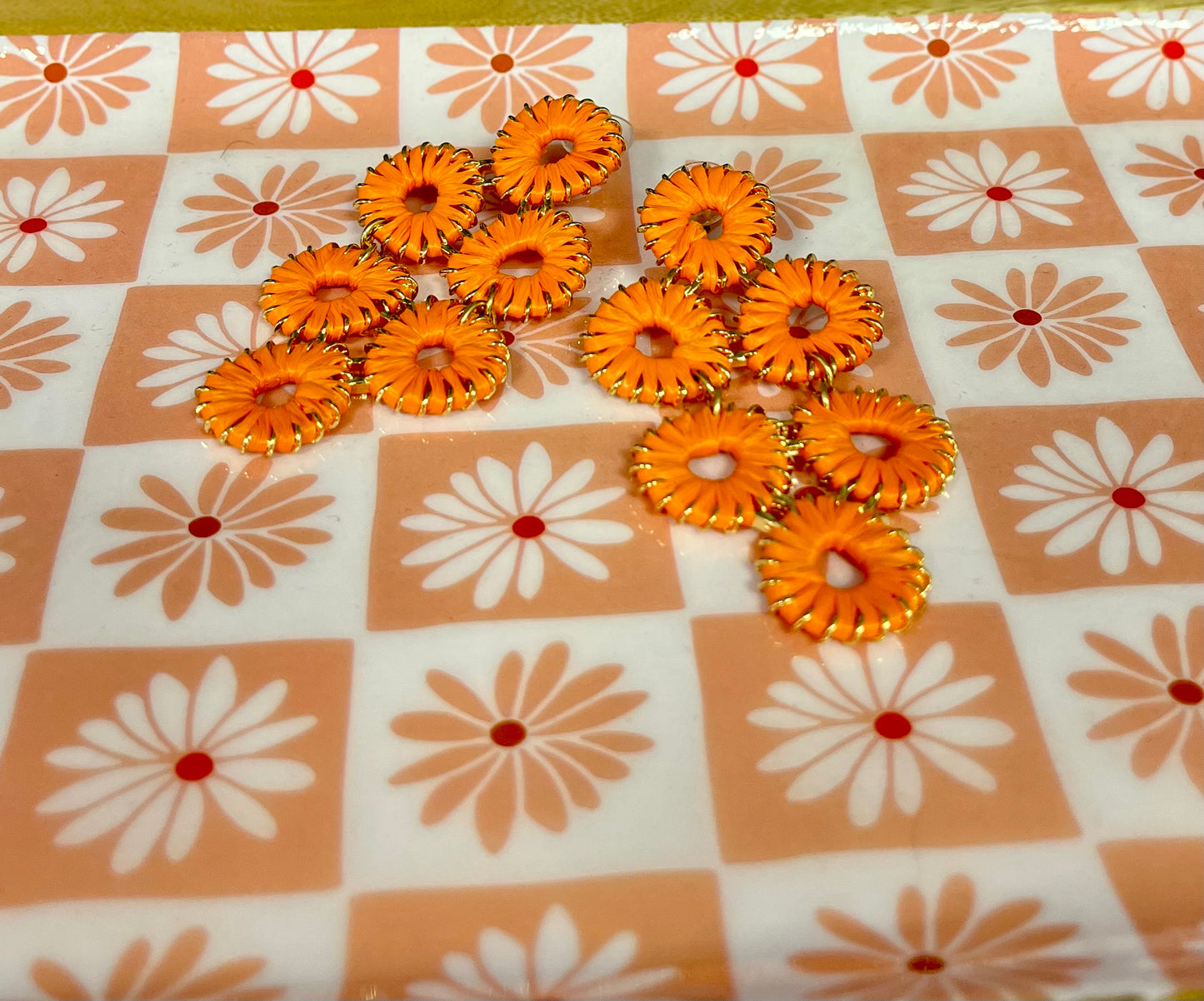 Orange Tiered Drop Down Earrings FS