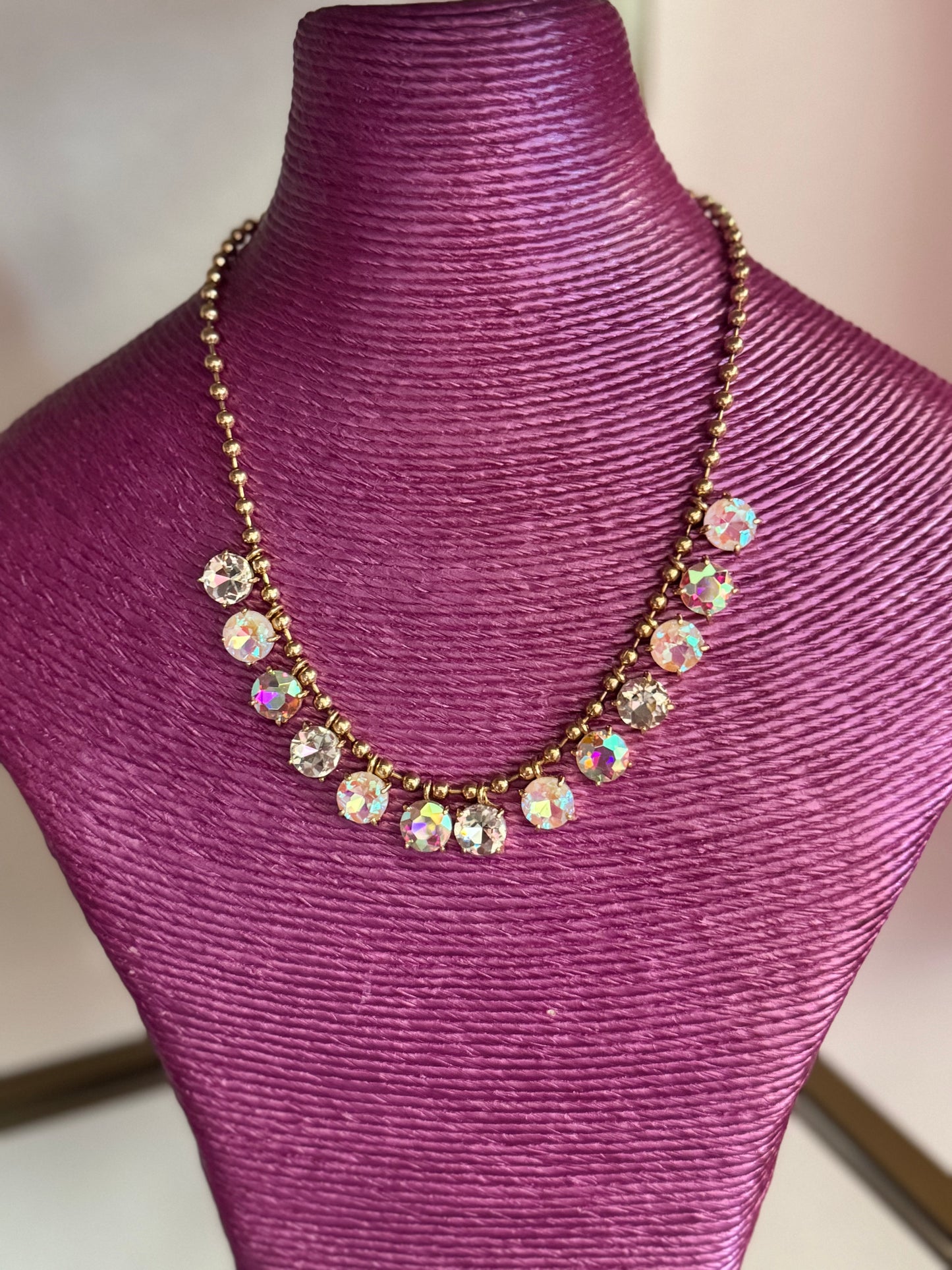 Colored Crystal Dangle Necklace (3 colors)