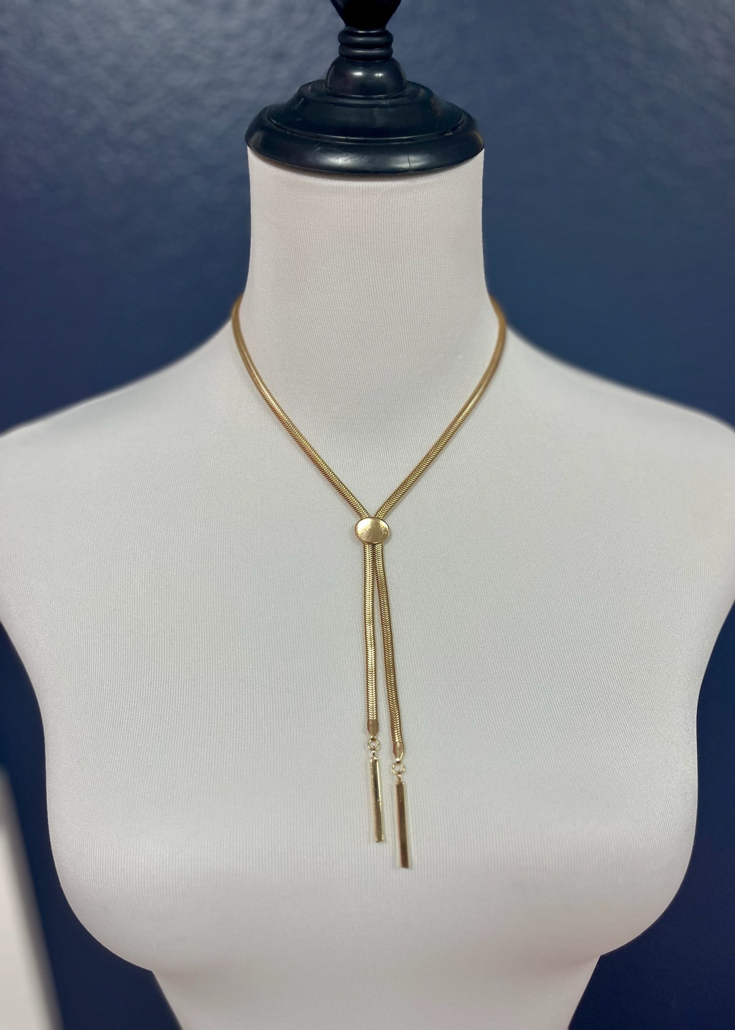 Snake Chain Split Down Drop Necklace