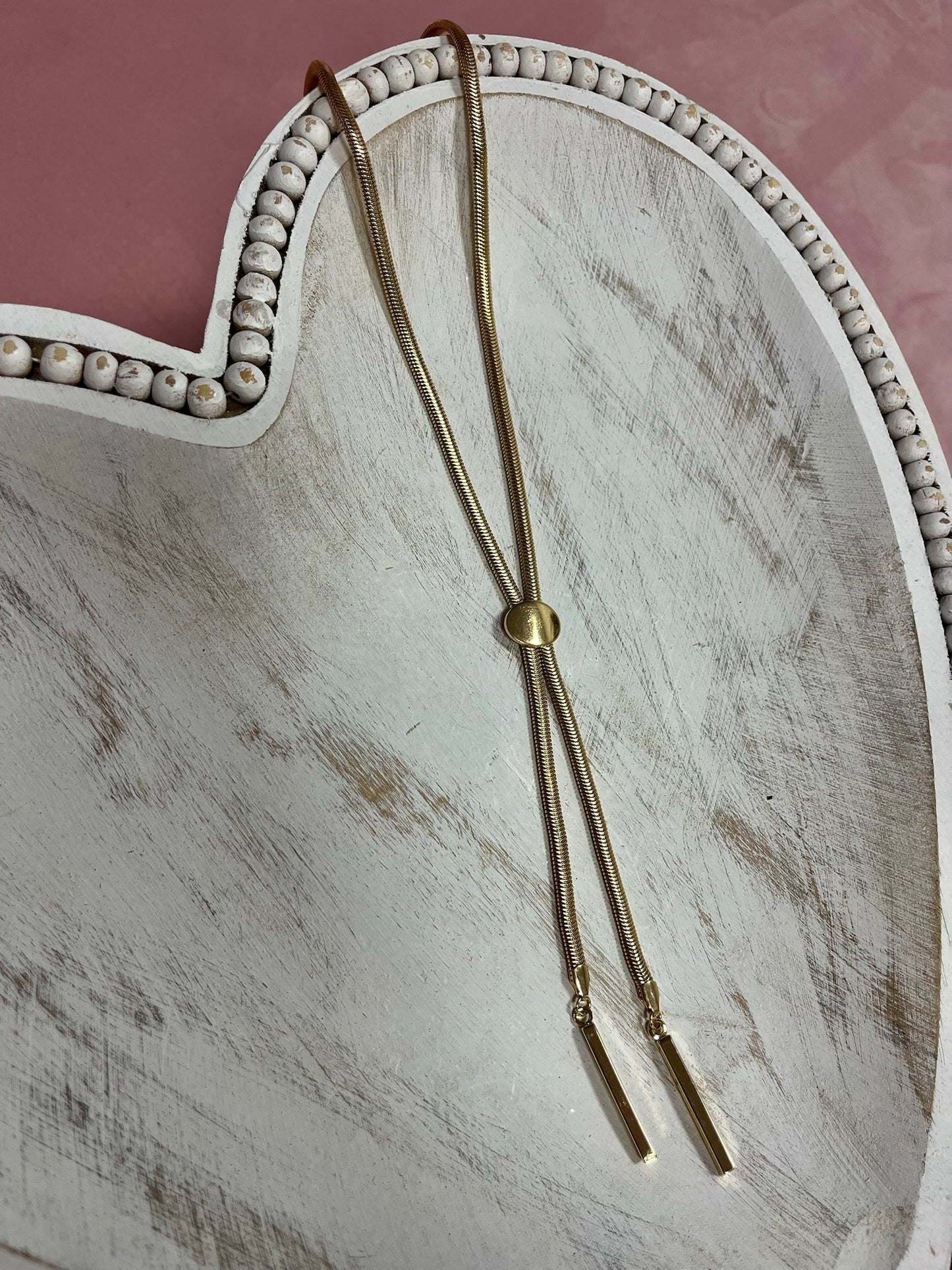 Snake Chain Split Down Drop Necklace
