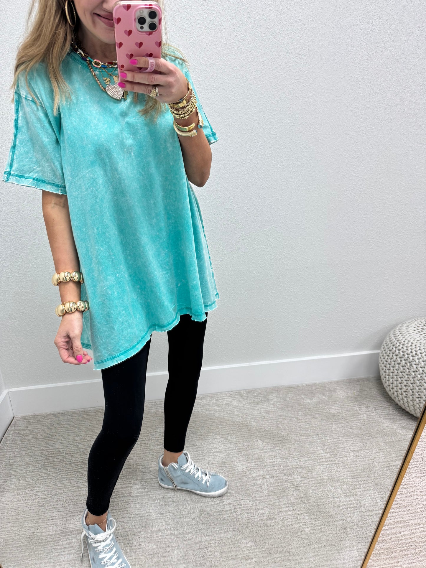 Aqua Turquoise Oversize High/Low top