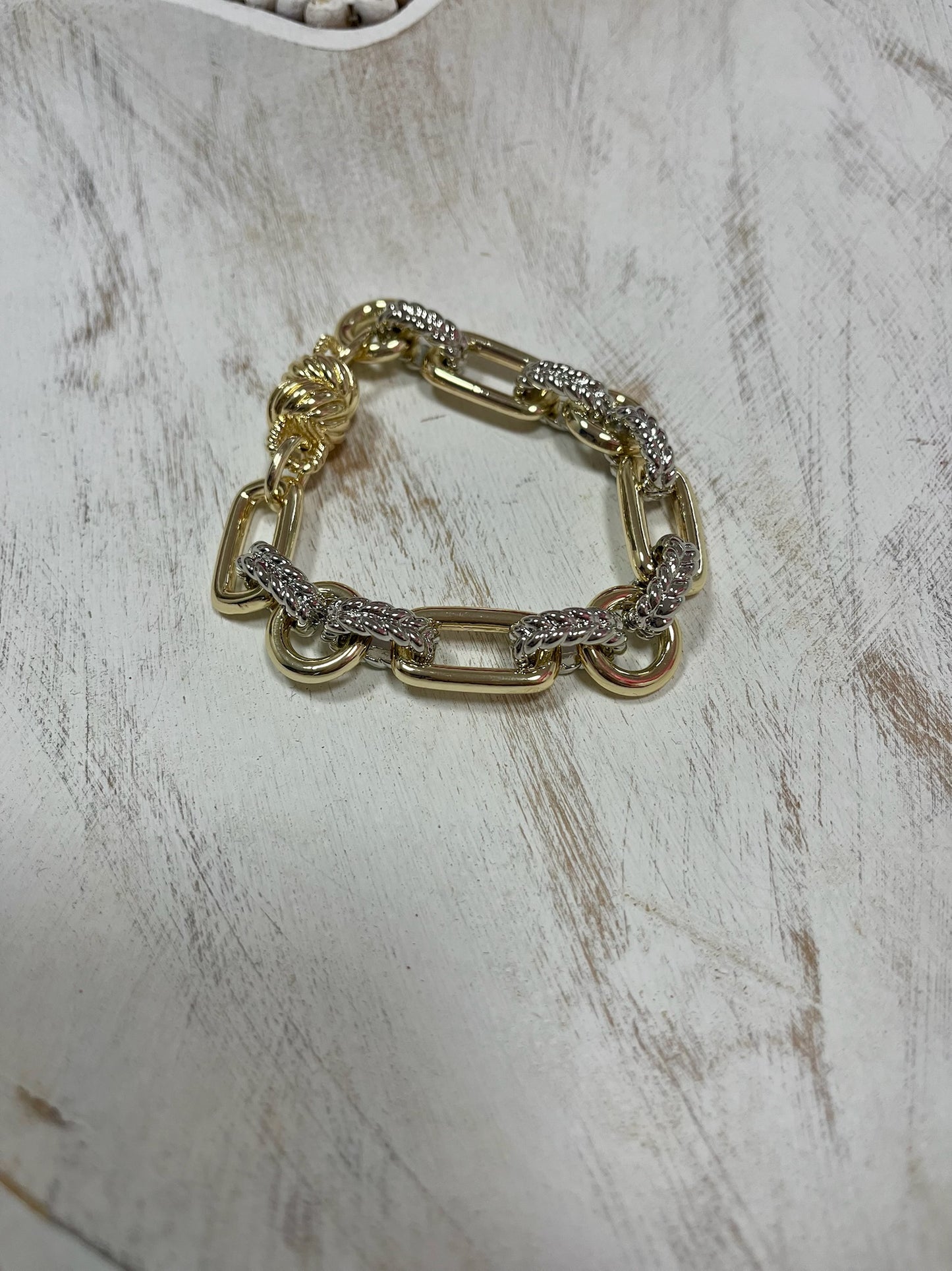 IP20 Mixed Metal Rectangle Link Magnetic Bracelet